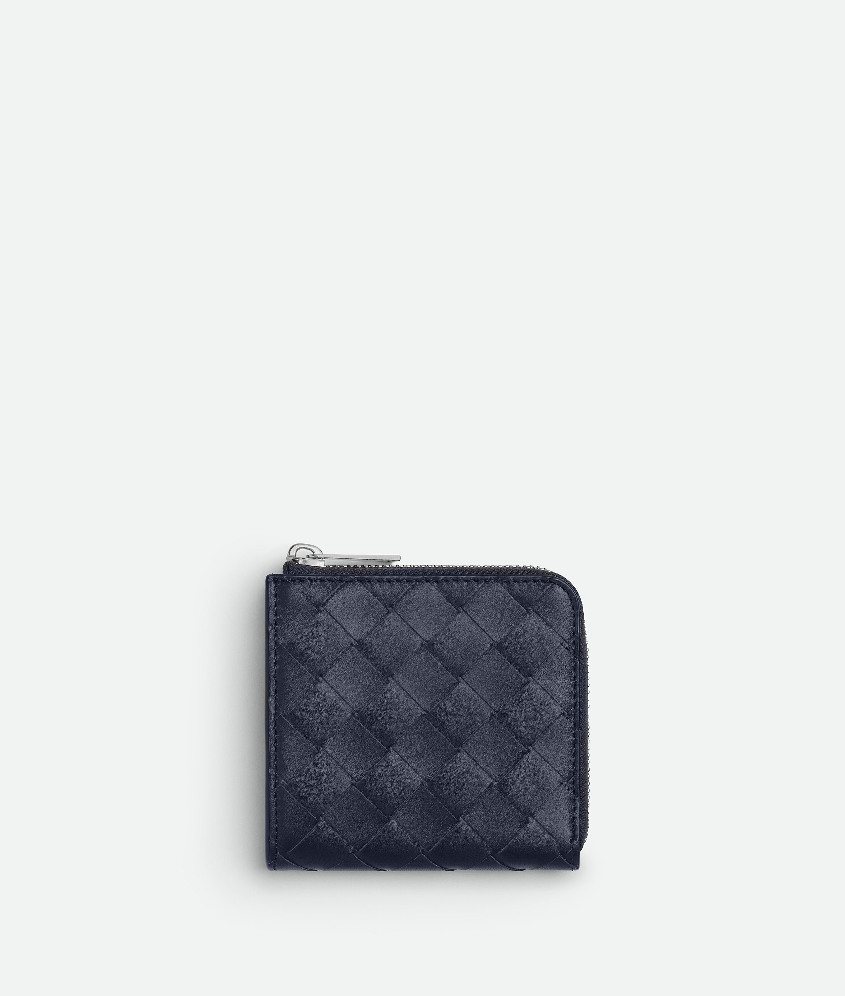 Bottega Veneta Portafoglio Quadrato Intrecciato Con Zip - Blu - Uomo