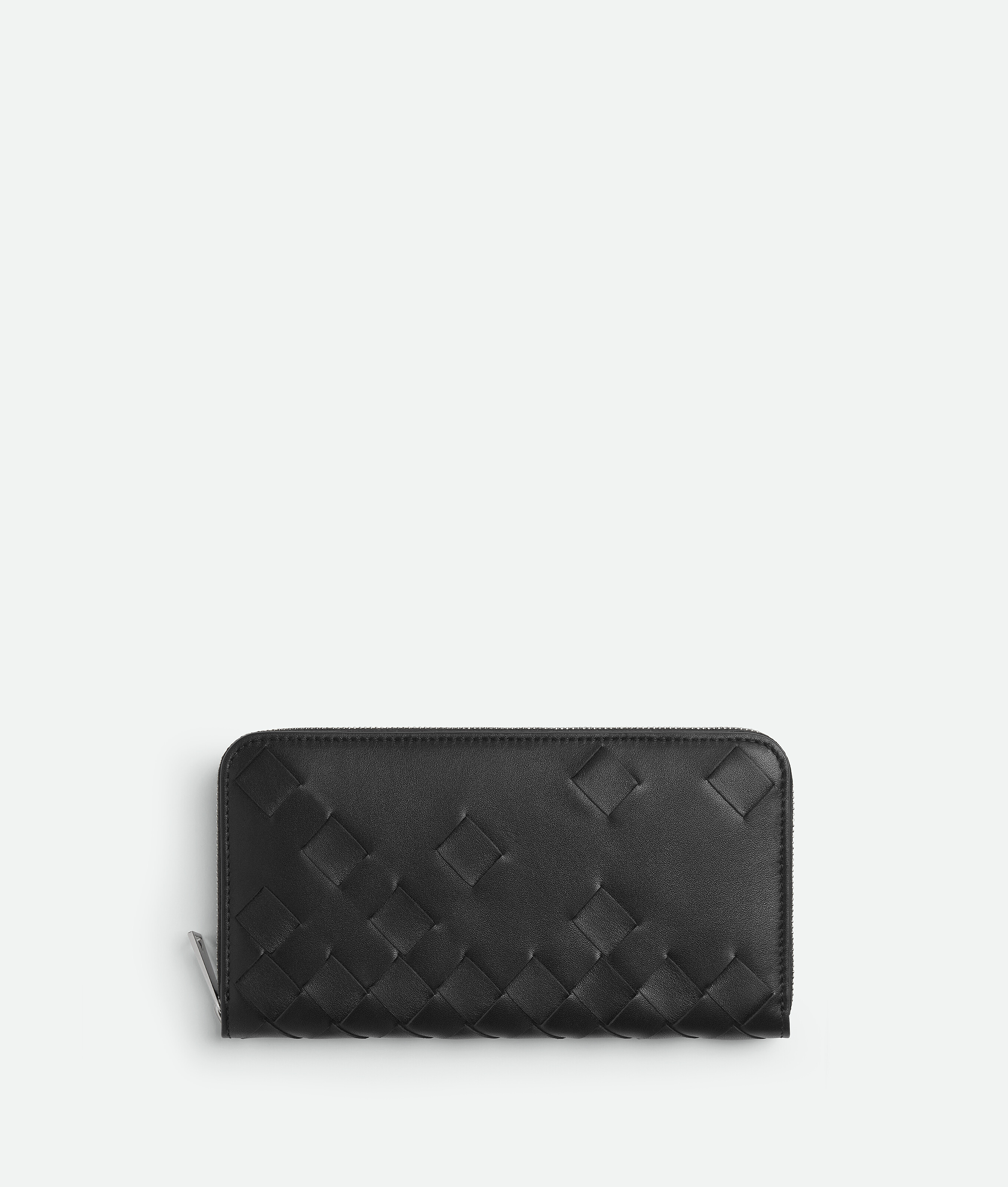 Bottega Veneta Intrecciato Zip Around Wallet In Black