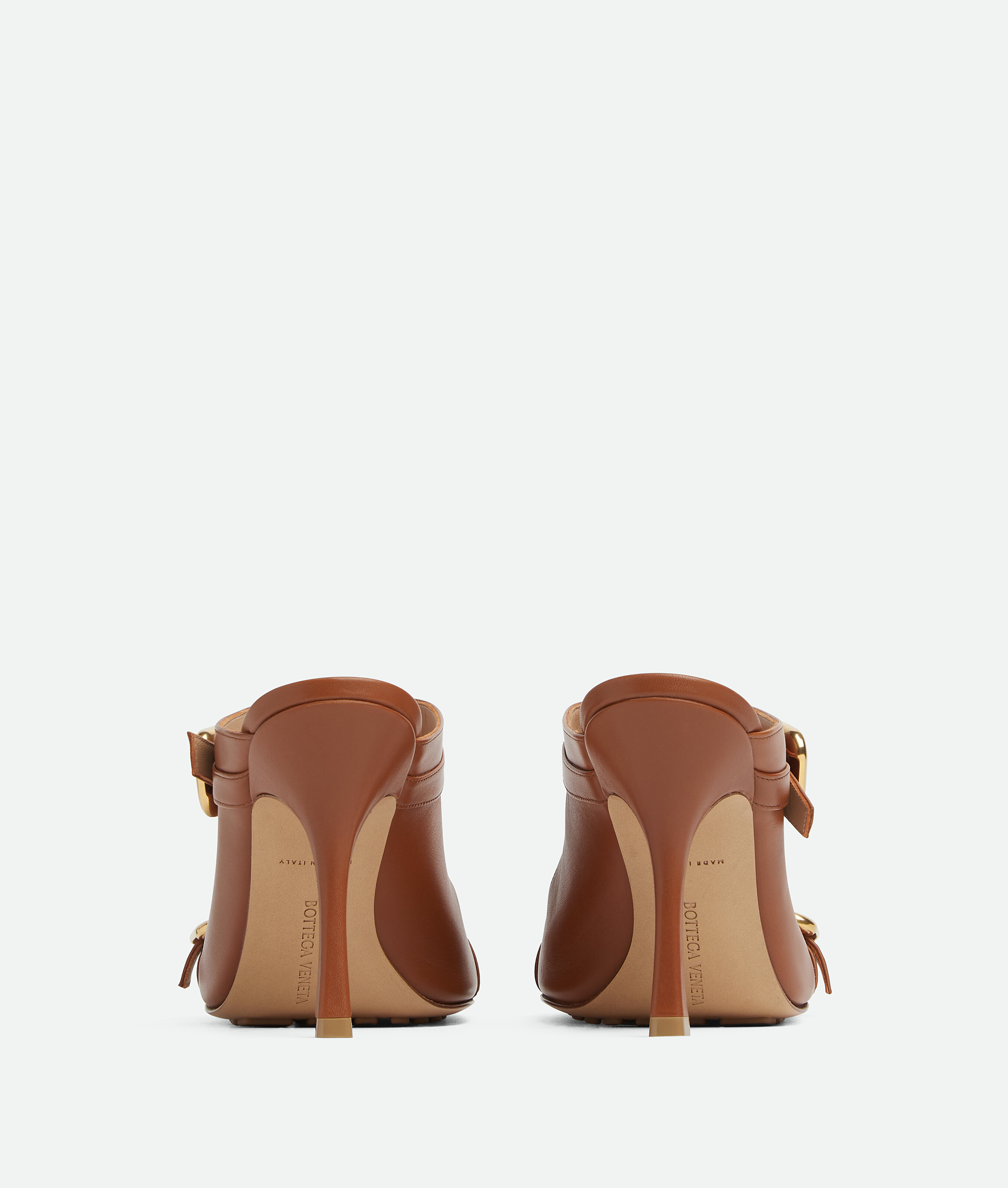 Shop Bottega Veneta Stretch Buckle Mule-sandale In Brown