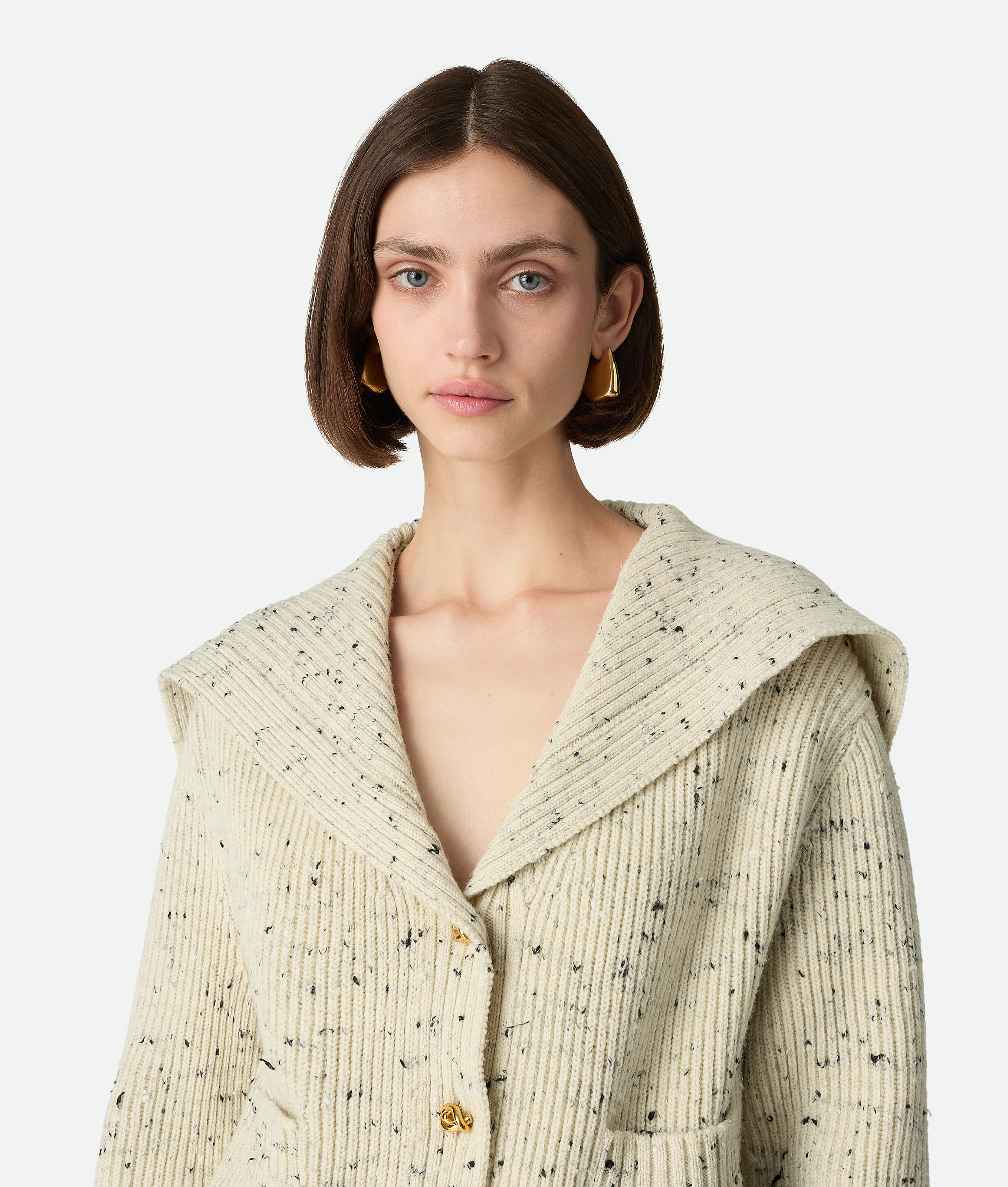 Bottega Veneta Womens Dove Knot Ribbed Wool-blend Cardigan In Neutral