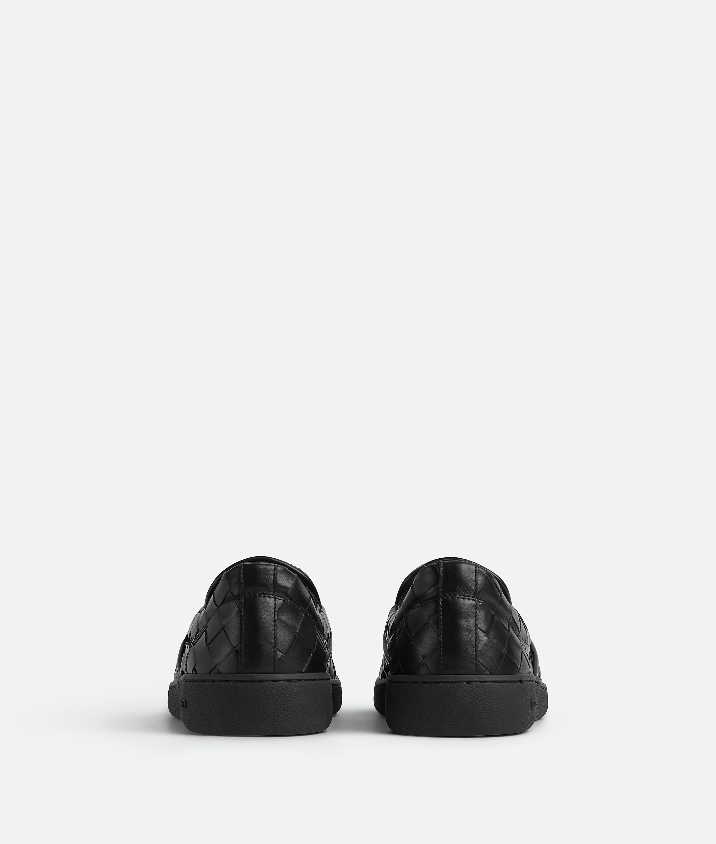 Bottega Veneta Leather Slip-on Sneakers With Intrecciato Motif In Black