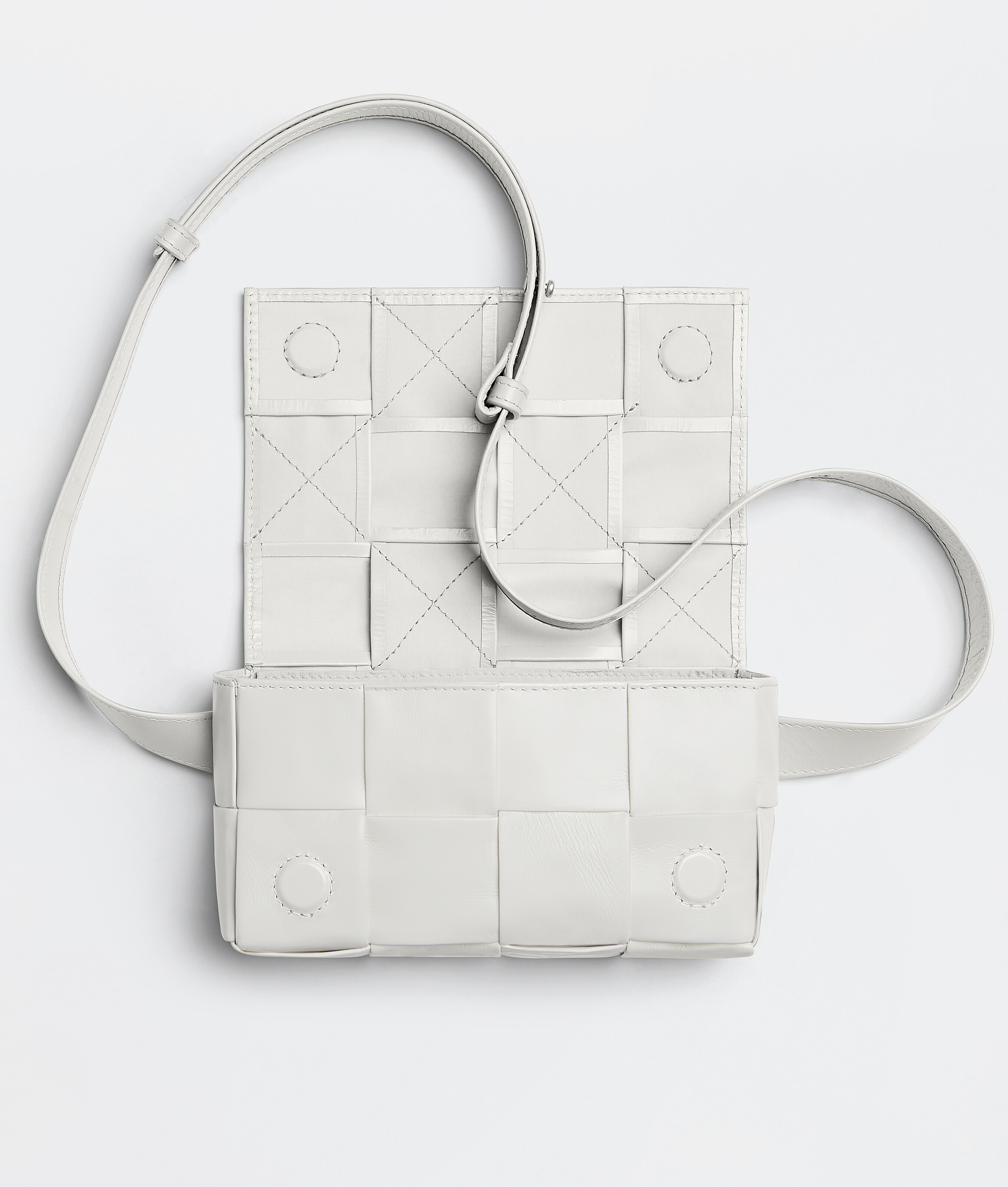 Shop Bottega Veneta Cassette Belt Bag In White