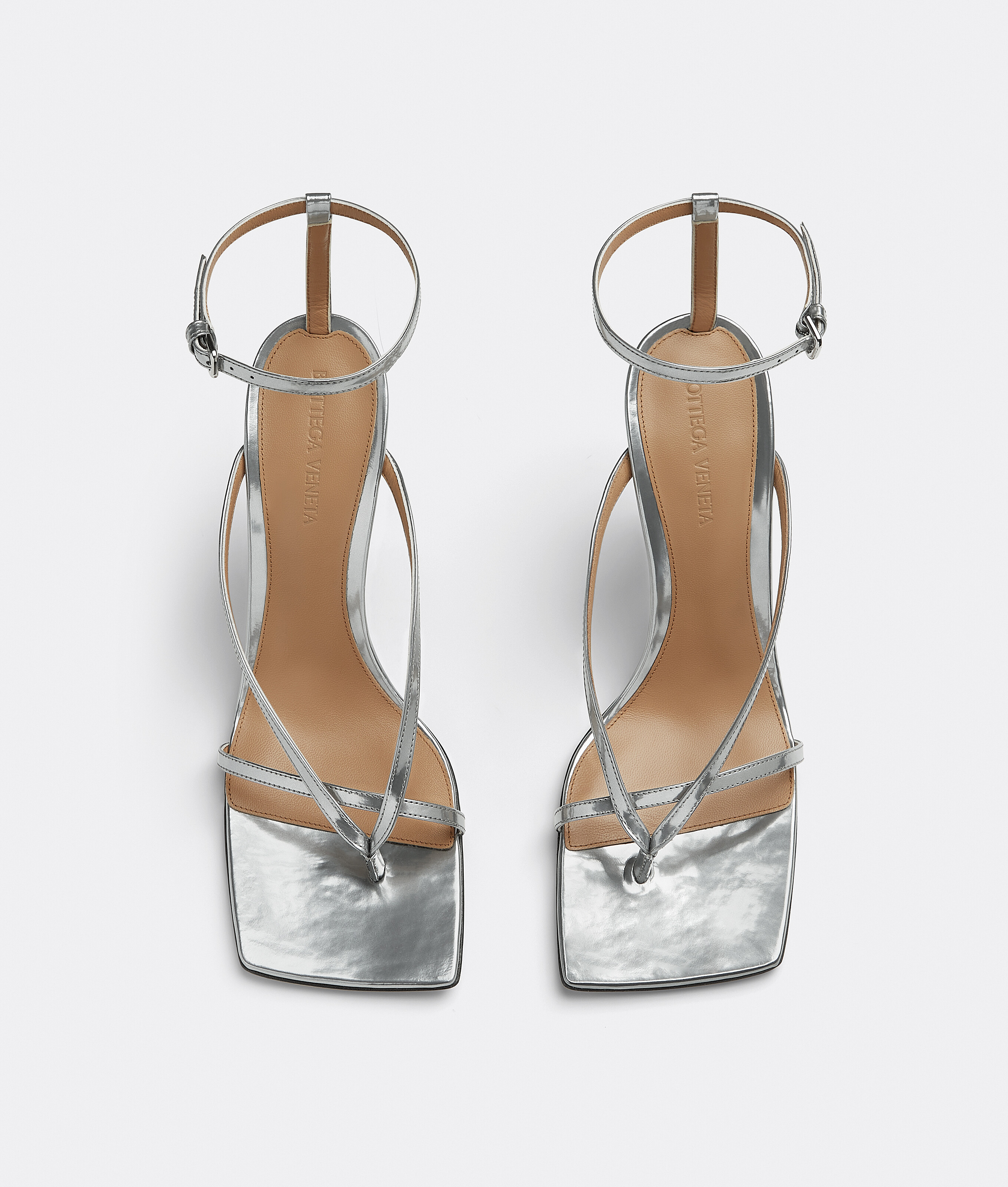 Shop Bottega Veneta Stretch Strap Sandal In Silver