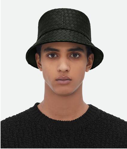 Intrecciato Bucket-Hat Aus Leder