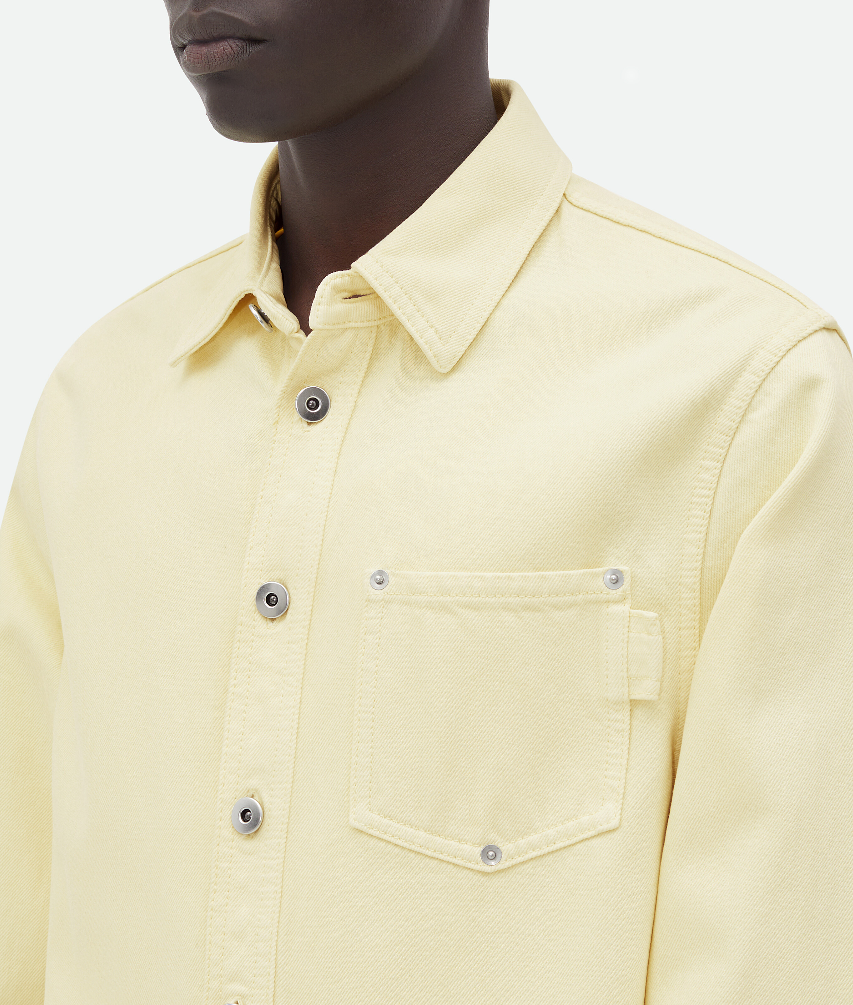 Shop Bottega Veneta Chemise En Denim Délavé Jaune In Yellow