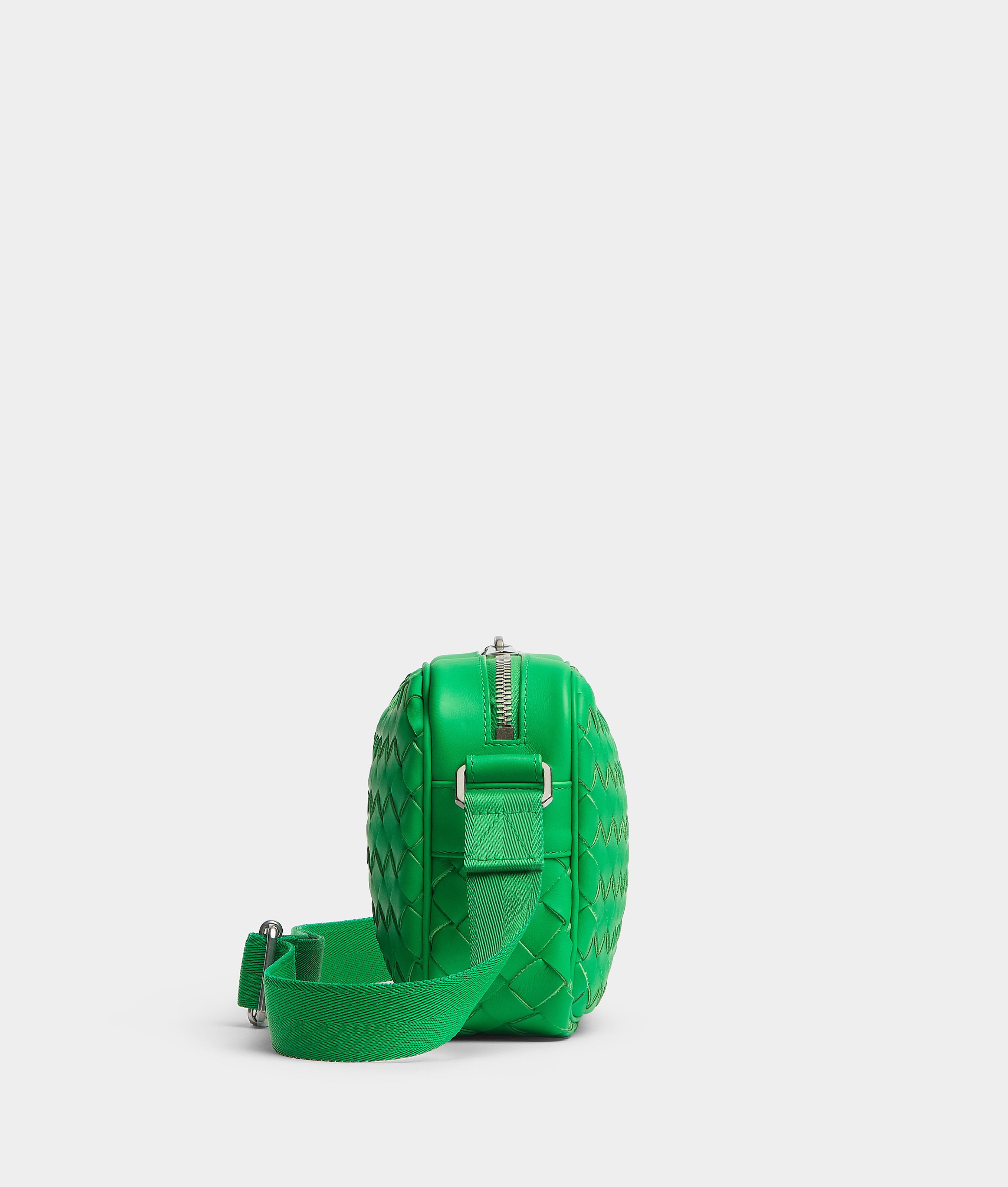 Shop Bottega Veneta Small Intrecciato Camera Bag In Green