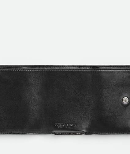 Men's Tiny Tri-fold Zipper Wallet in Black | Bottega Veneta® US