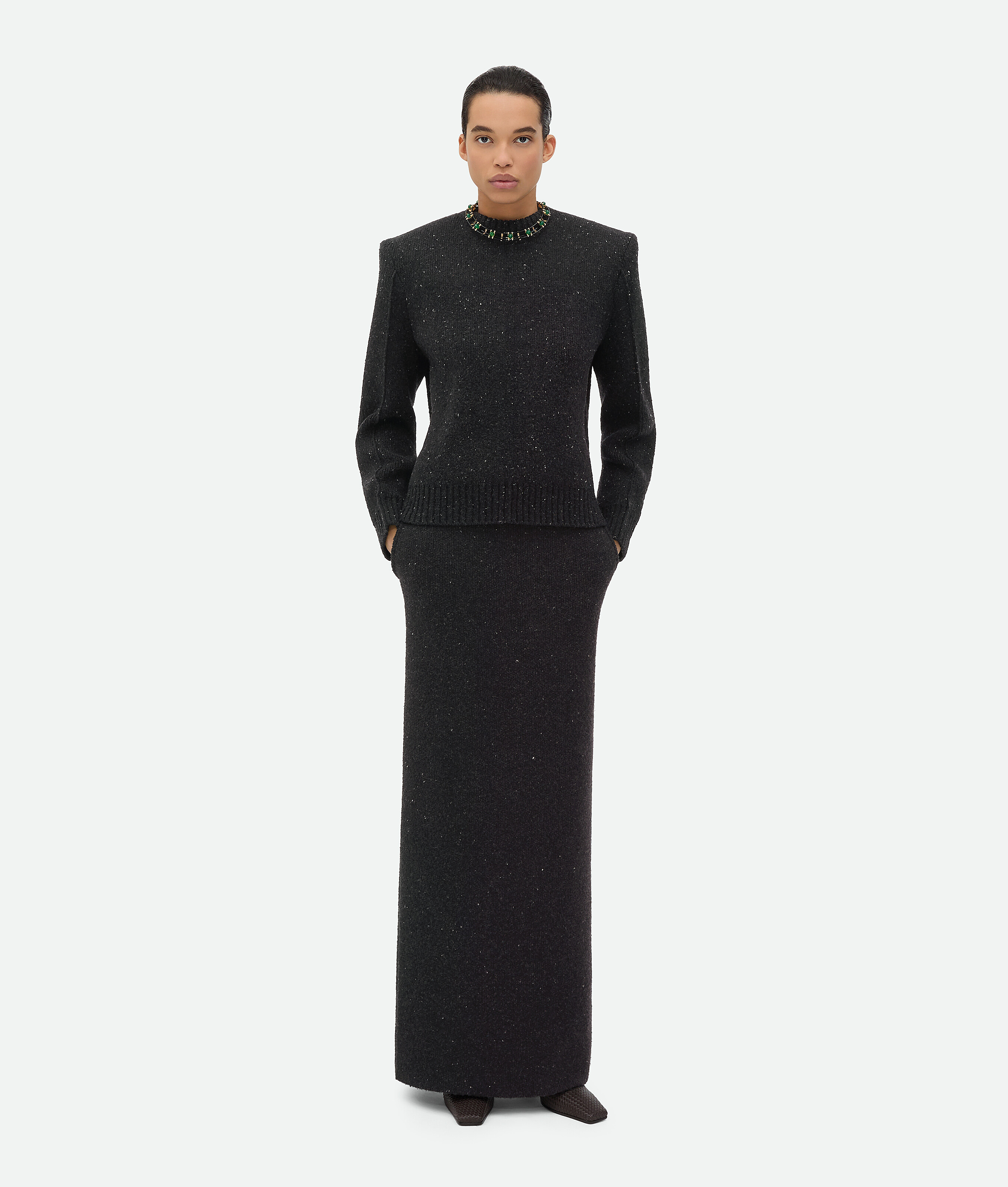 Bottega Veneta Wool Tailored Jumper - Dark Grey Melange - Woman - L - Wool, Polyamide & Viscose