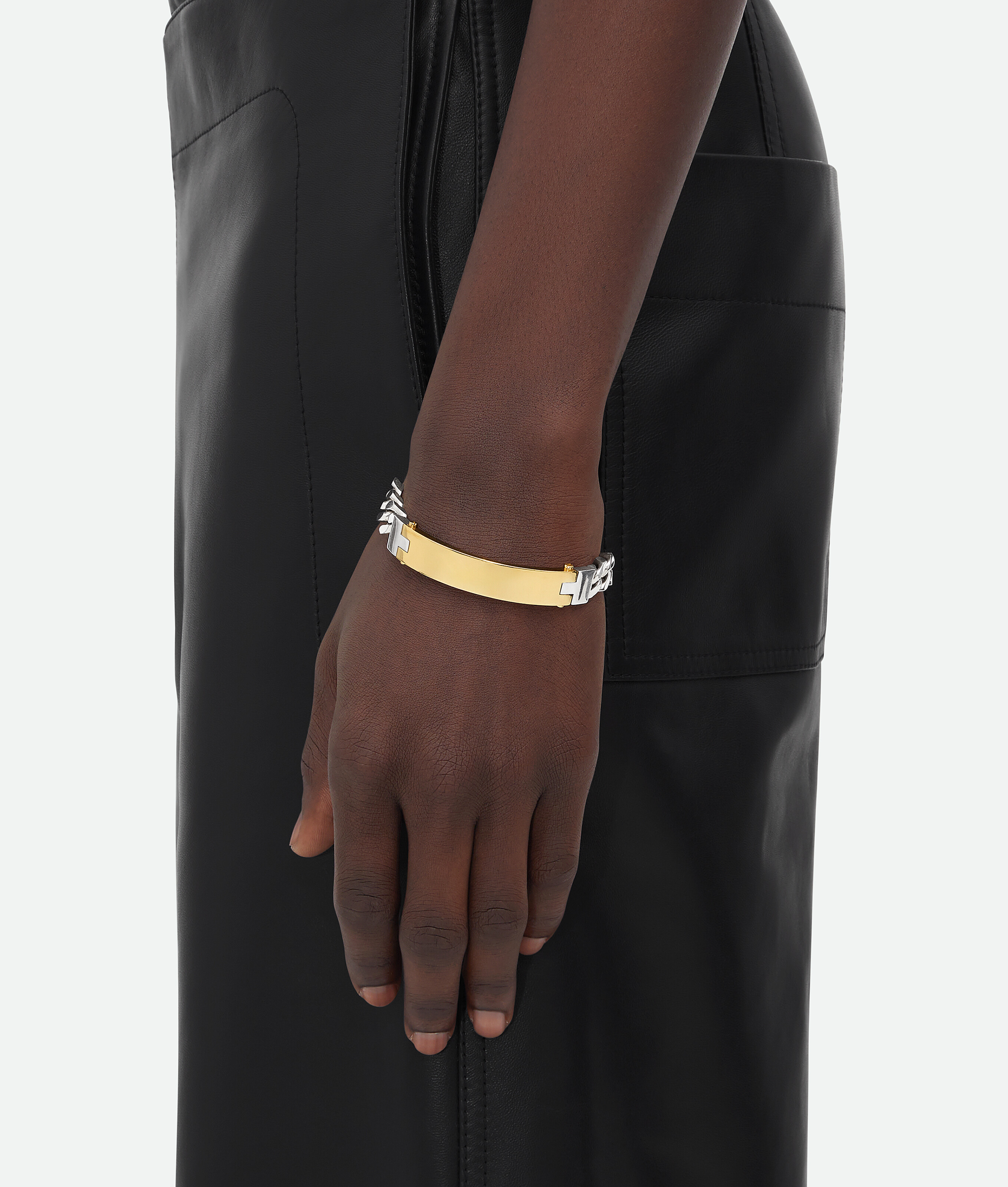 Shop Bottega Veneta Bracelet Joint In Silver/yellow Gold