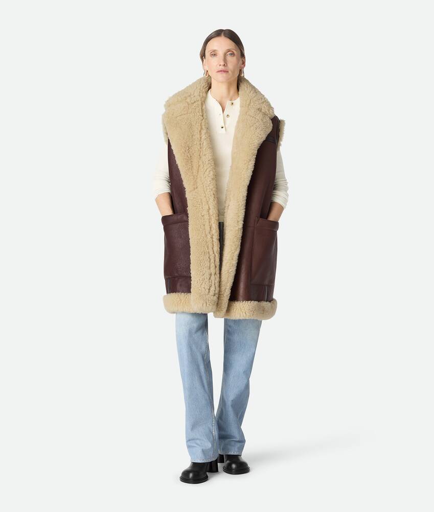 Display a large version of the product image 1 - Leather And Shearling Gilet