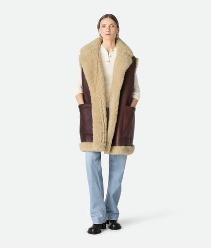 Display a large version of the product image 1 - Leather And Shearling Gilet
