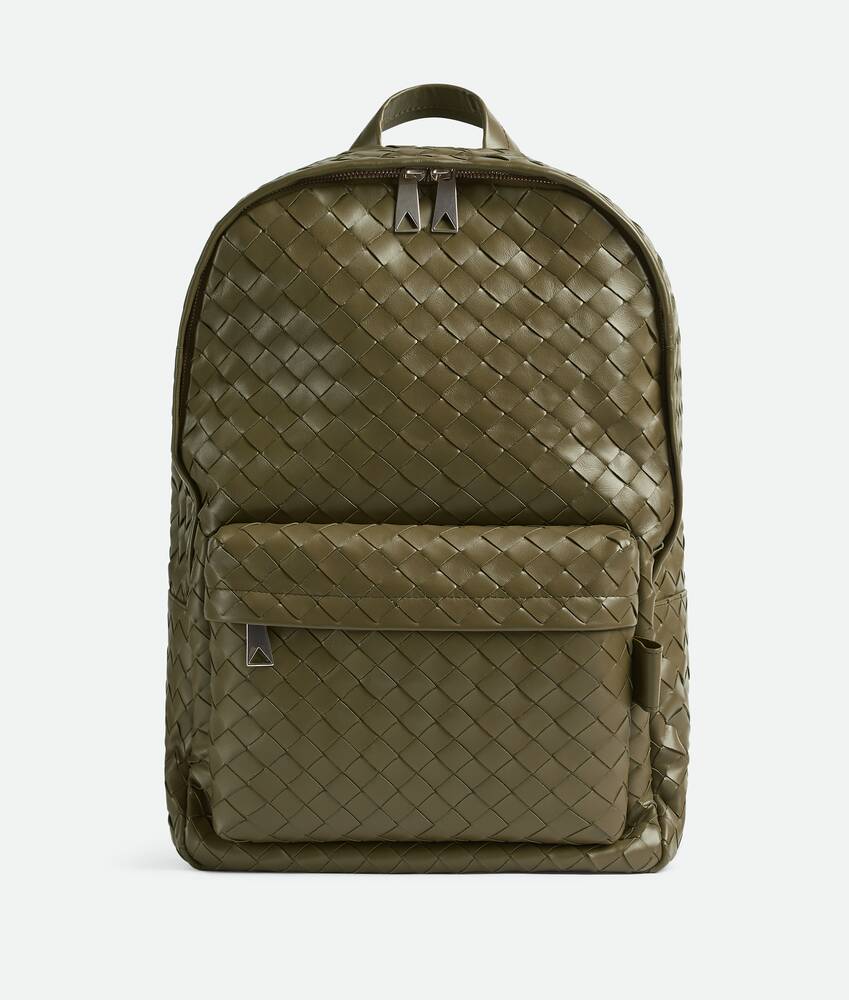 Bottega Veneta BOTTEGAVENETA Backpack Intrecciato Leather/Technical Canvas  Gray x Khaki Men's