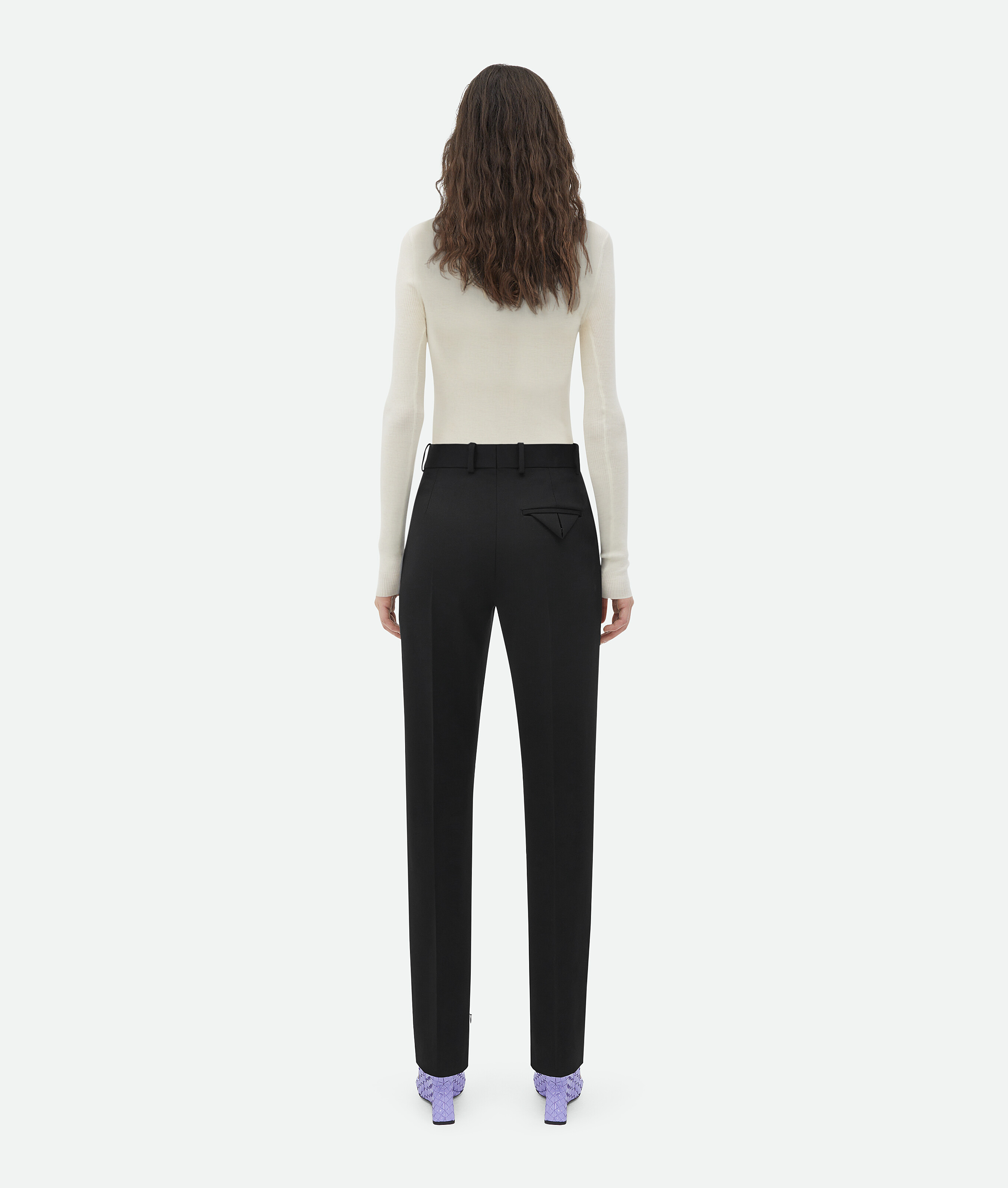 Shop Bottega Veneta Sartorial Wool Slim Leg Trousers In Black