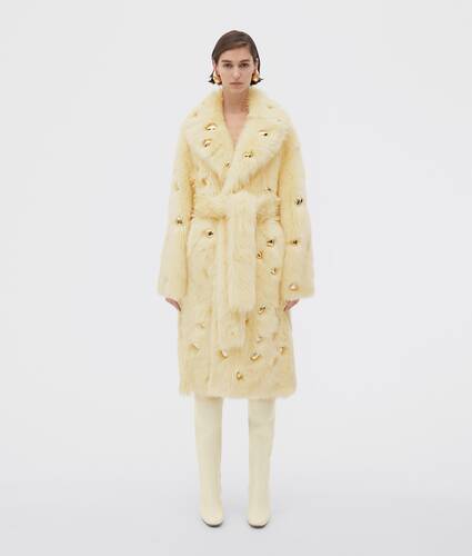 shearling coat with metallic studs