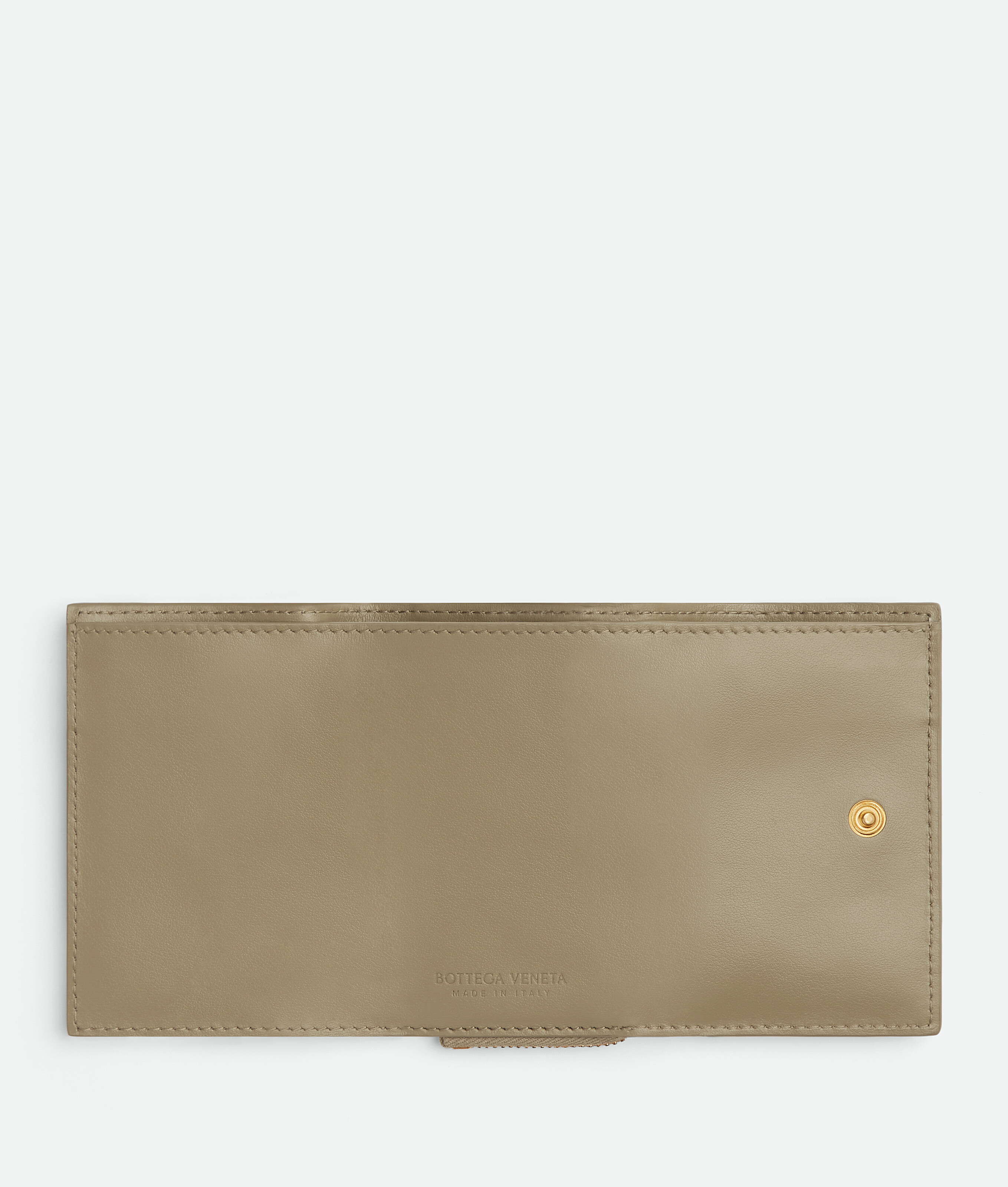 Shop Bottega Veneta Small Intrecciato Tri-fold Zip Wallet In Brown