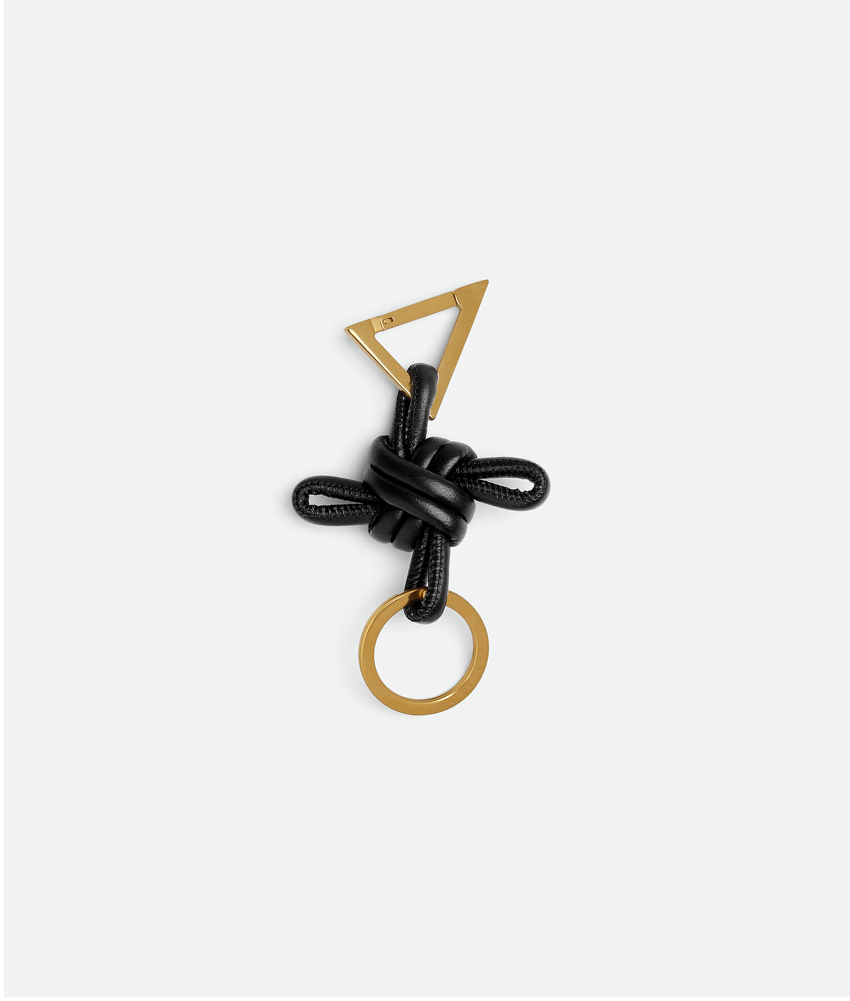 Bottega Veneta Triangle Key Holder Double Ring In Black