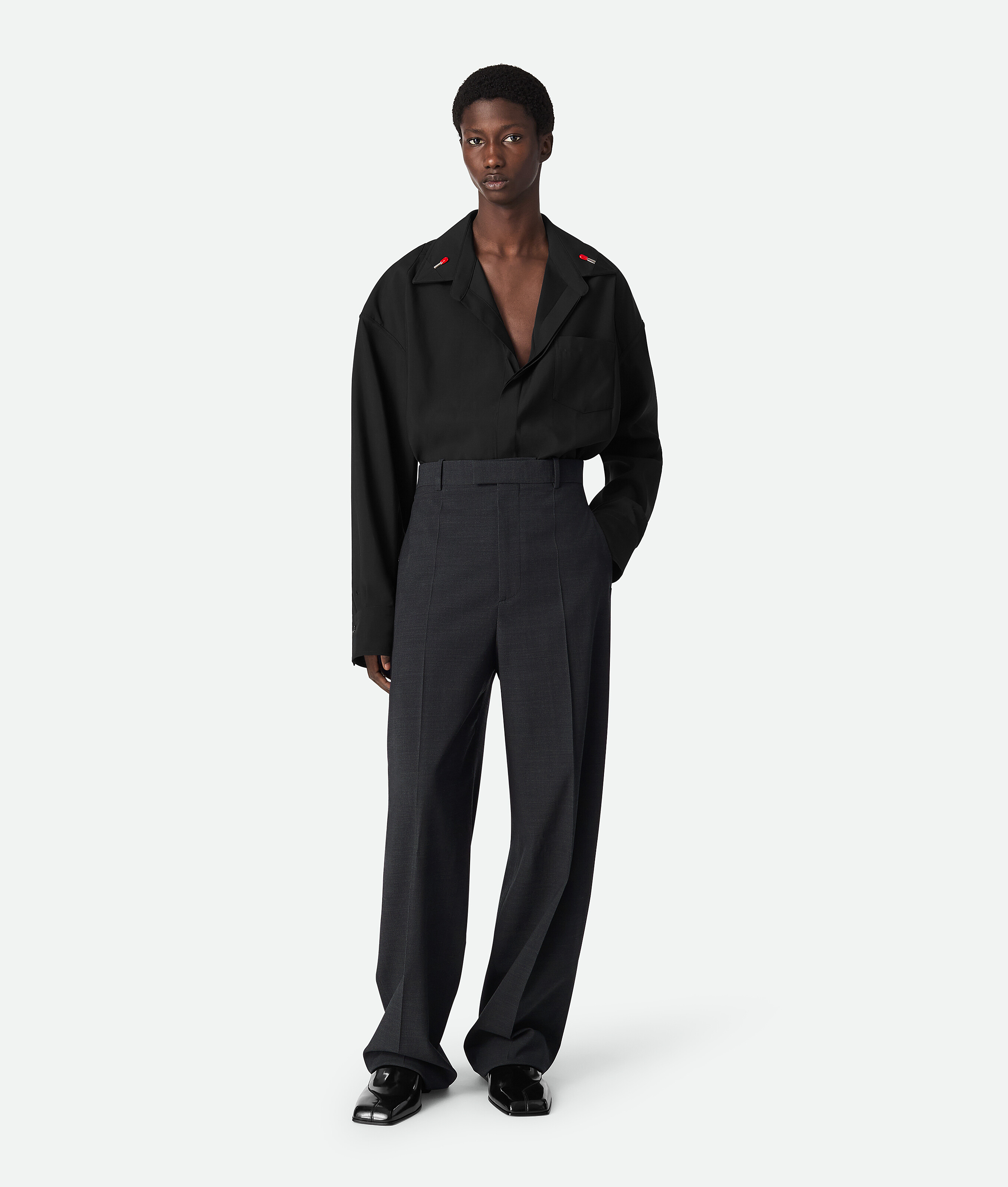 Bottega Veneta Hemd Aus Leichter Wolle In Black