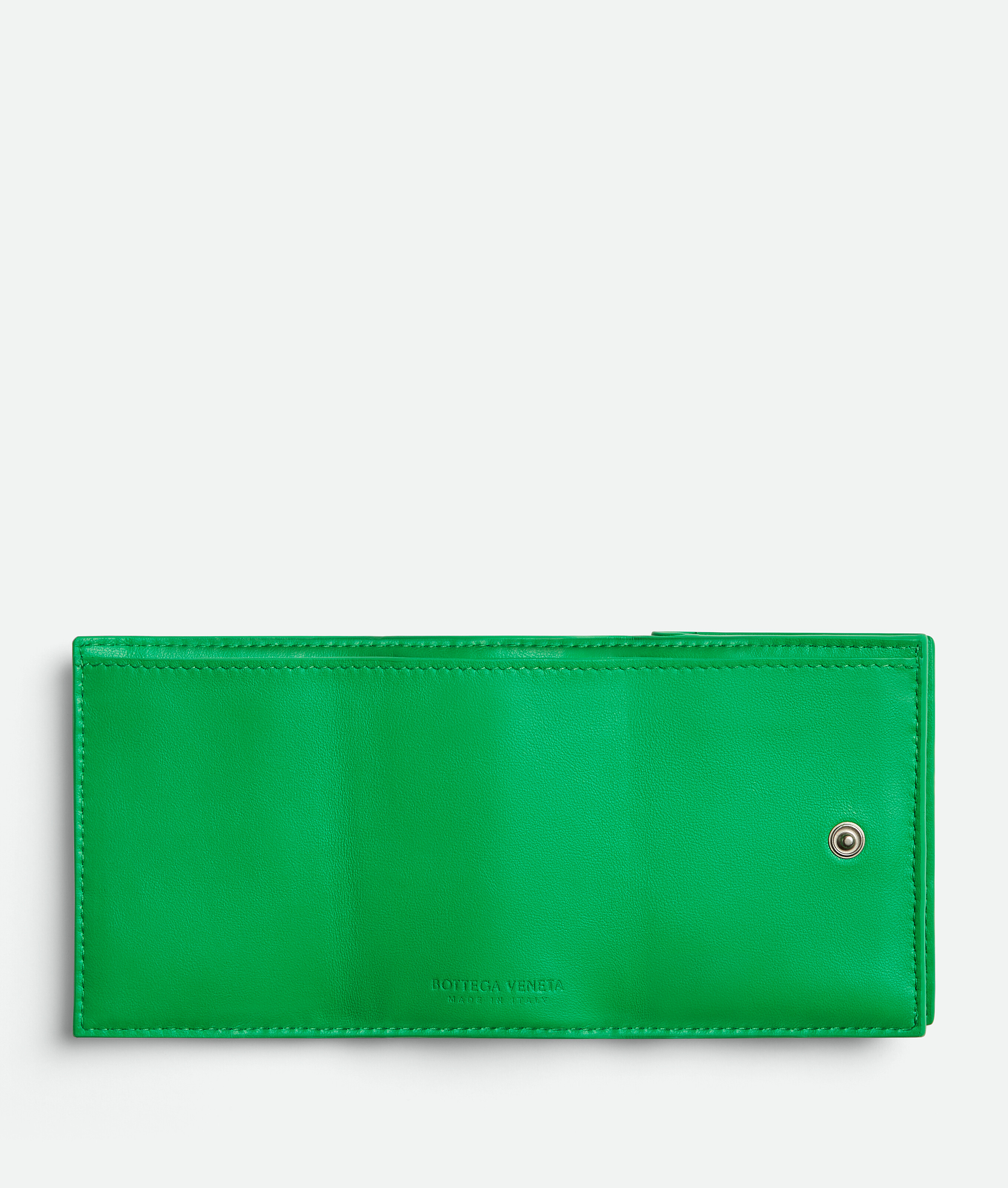 Shop Bottega Veneta Intrecciato Tiny Tri-fold Wallet In Green