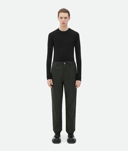 Display a large version of the product image 1 - Intrecciato Leather Straight Leg Trousers