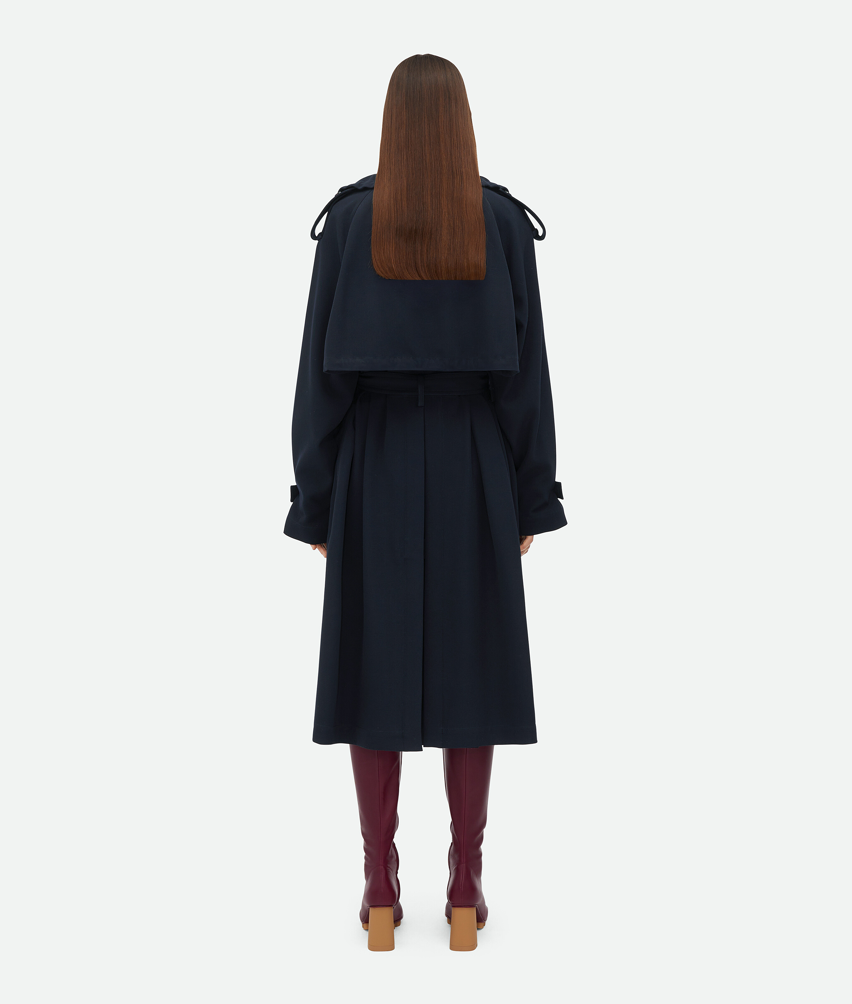 Shop Bottega Veneta Wool Gabardine Trench Coat In Midnight Blue