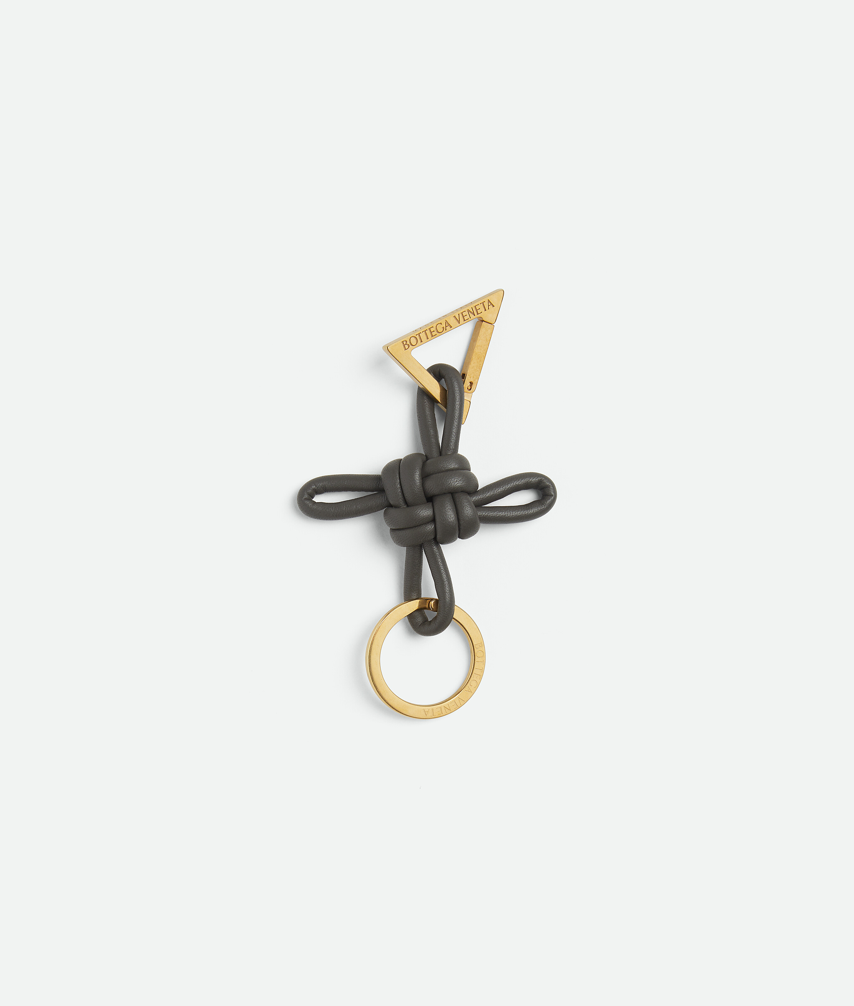 Bottega Veneta Key Ring Triangle Square Double Knot Keyring In Grey