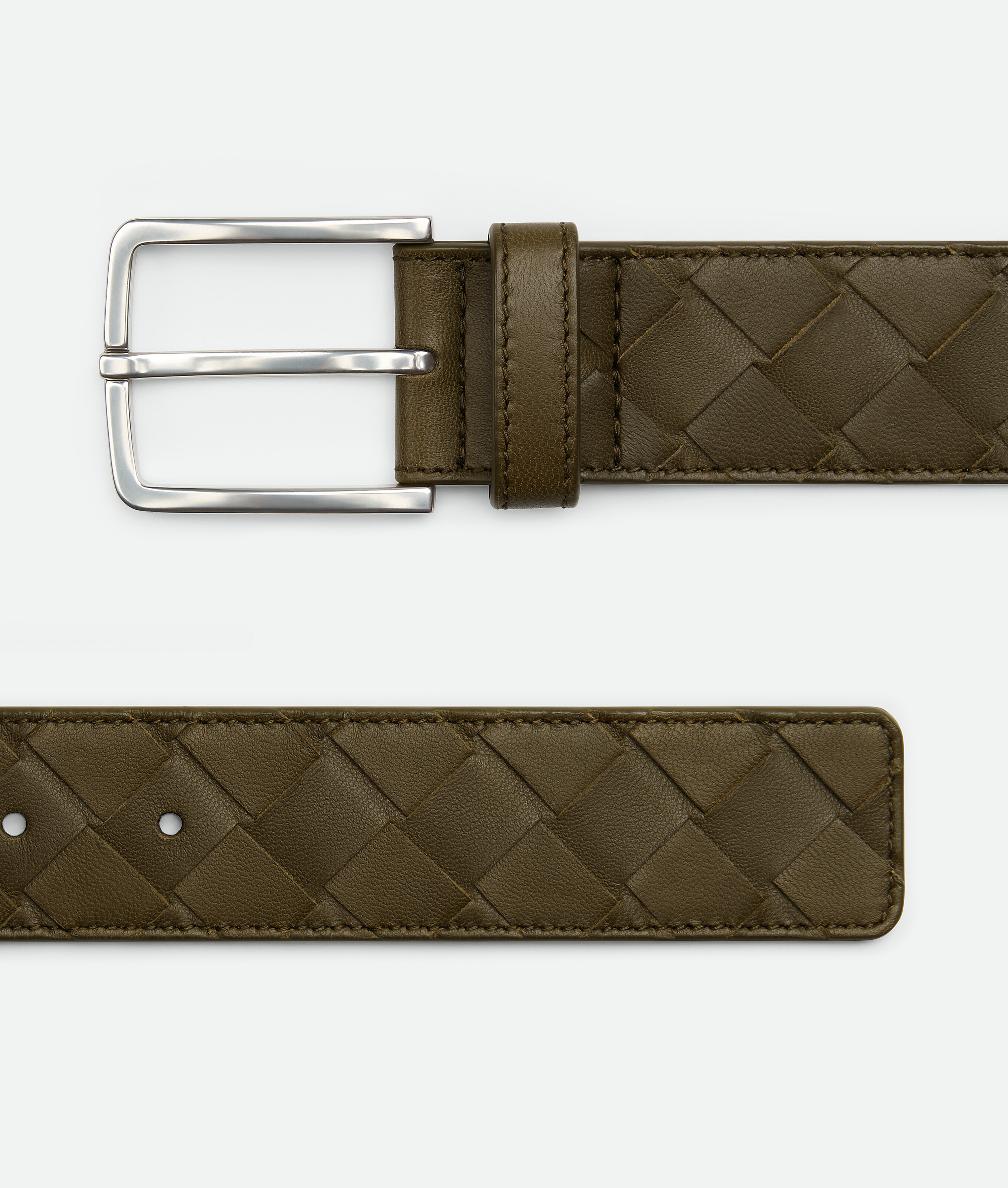 Bottega Veneta Weave A Patterned Belt In Brown
