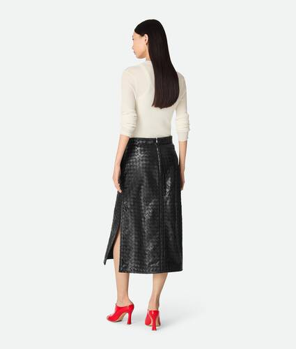 Intrecciato Leather Skirt