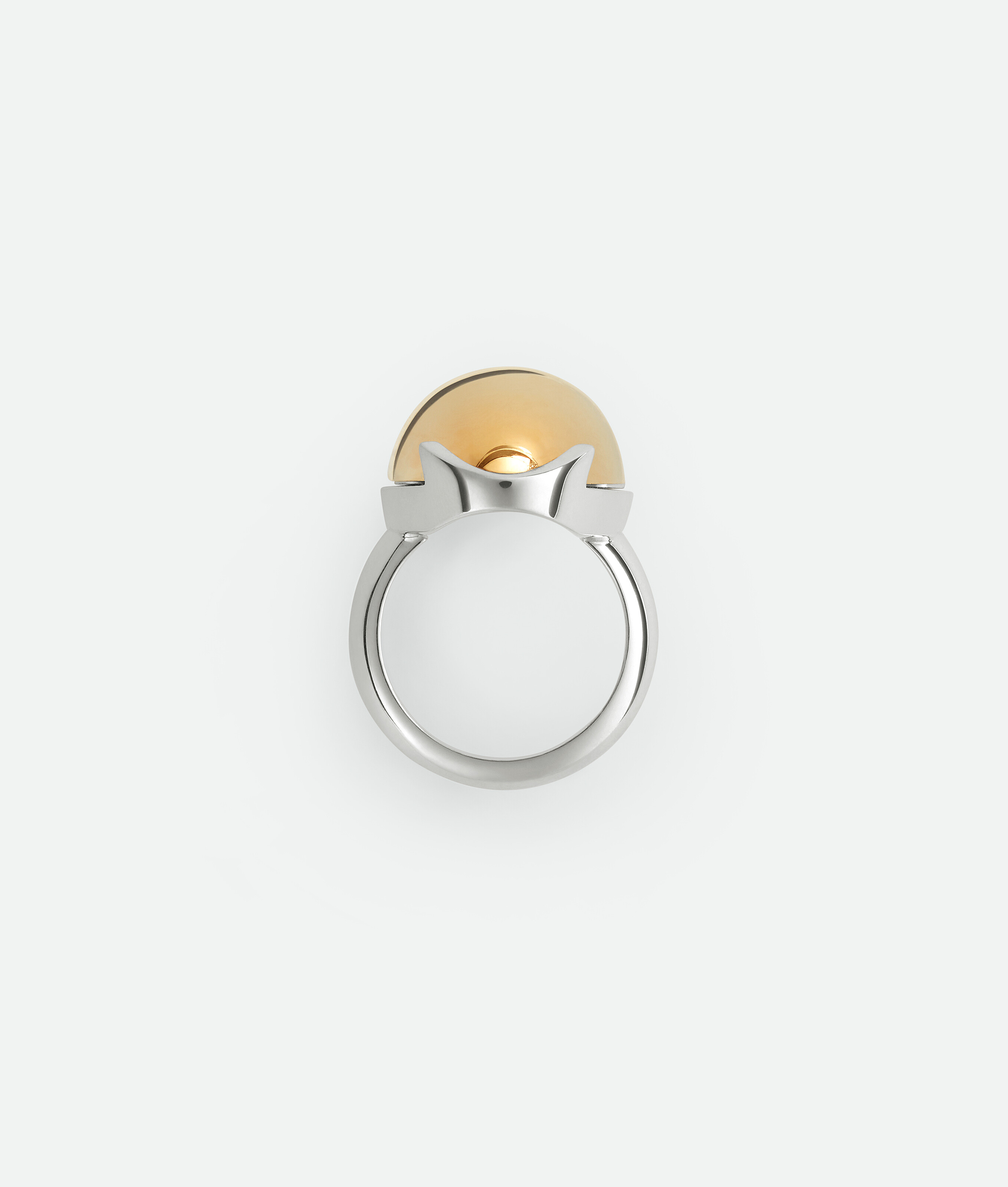 Shop Bottega Veneta Ellipse Large Ring In Silver/yellow Gold