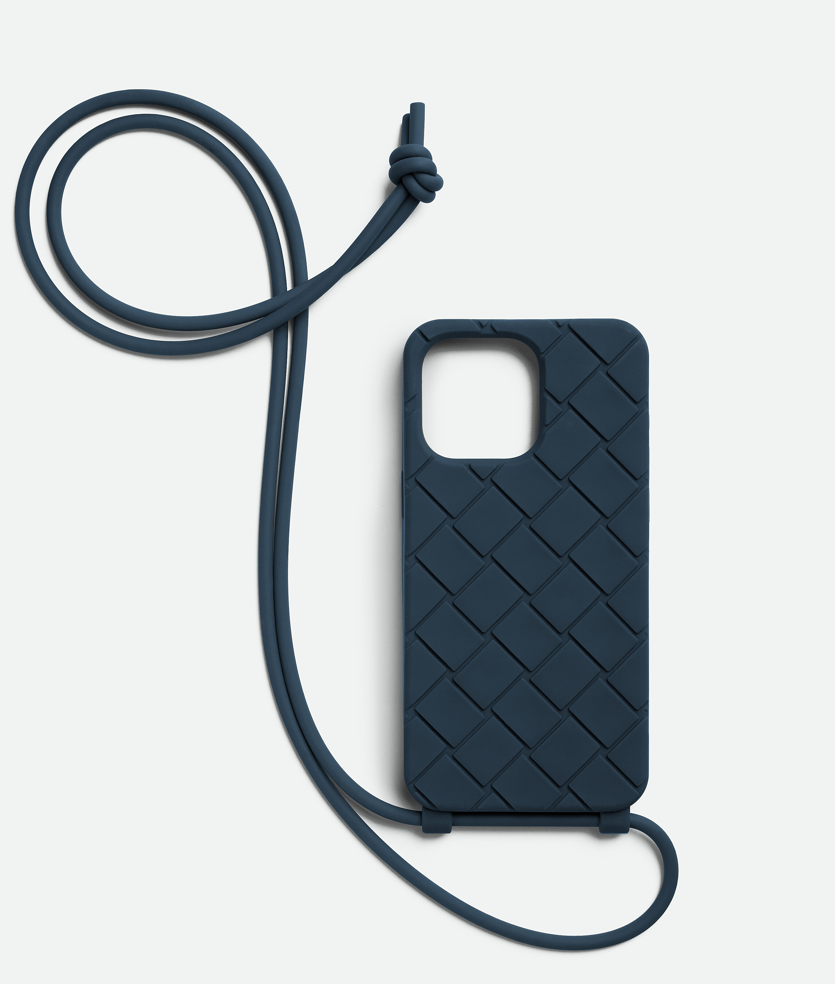 Bottega Veneta Iphone 15 Pro Max Case With Strap In Deep Blue