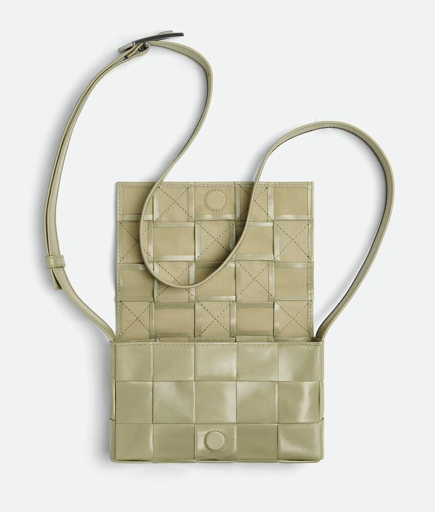 Bottega Veneta Mini Intrecciato Leather Crossbody Bag in 2916 Travertine- Gold