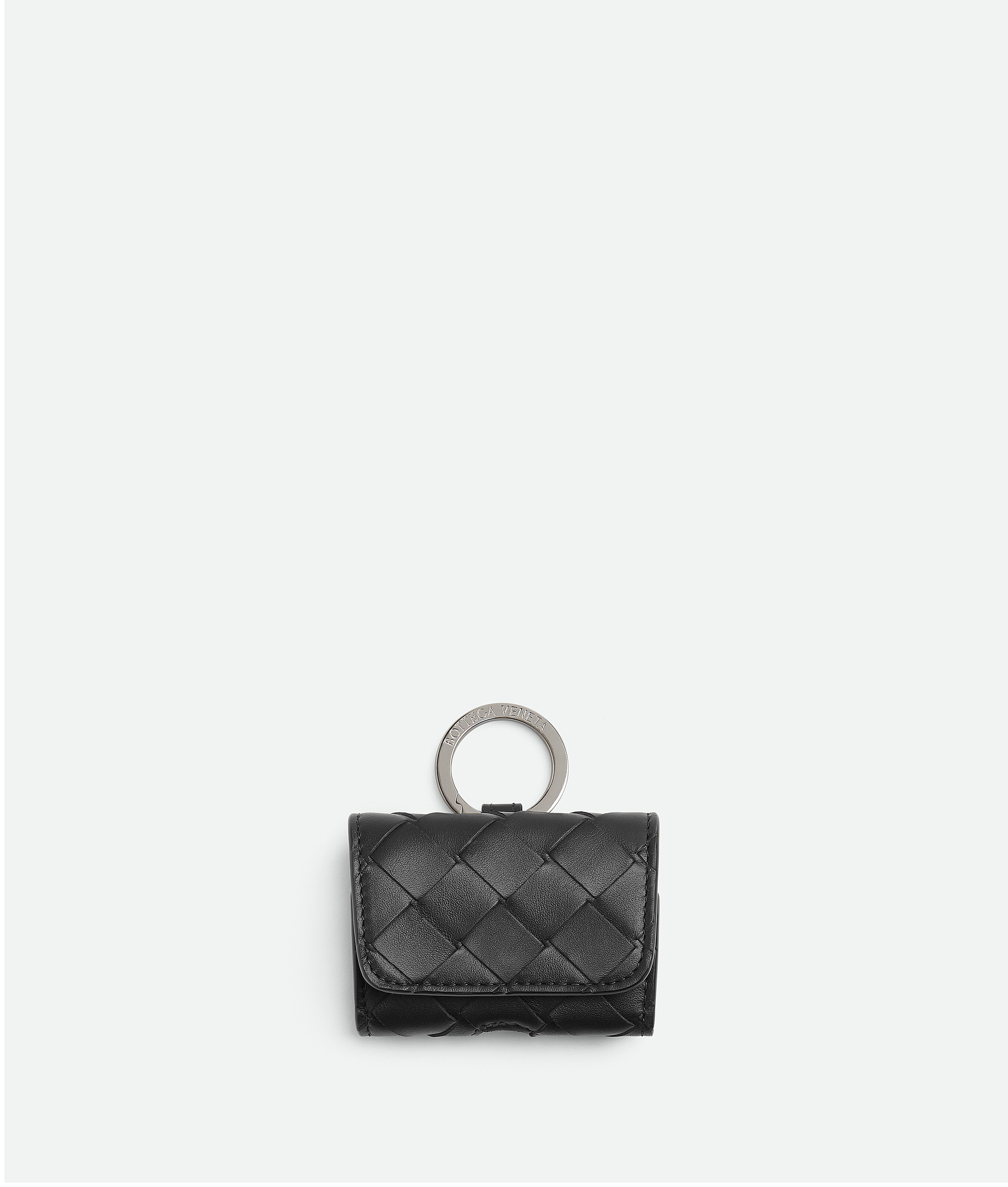Bottega Veneta Intrecciato Airpods Holder On Hook In Black