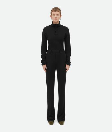 Matt Viscose Jersey Flared Trousers