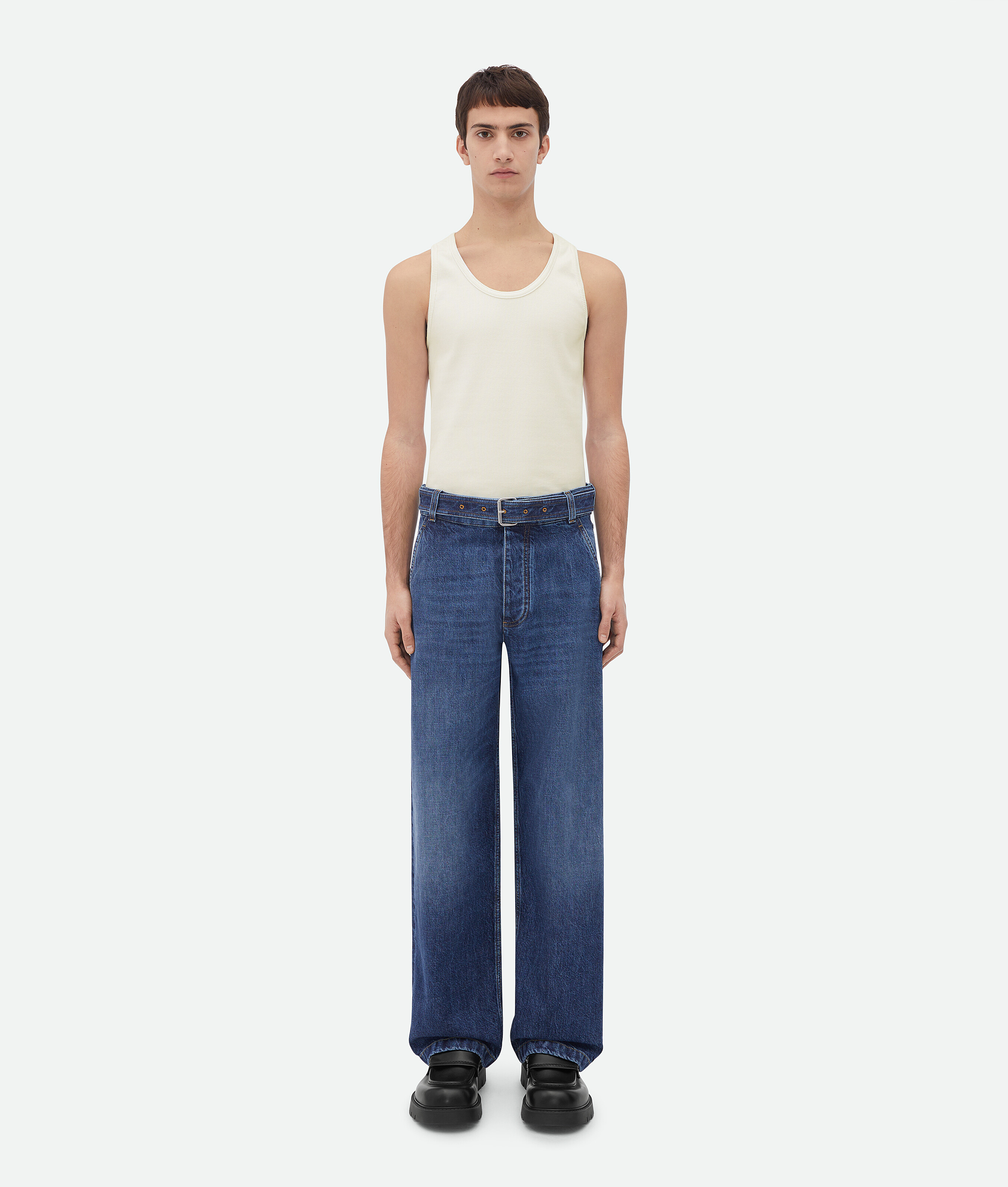 Bottega Veneta Belted Cargo Denim In Blue
