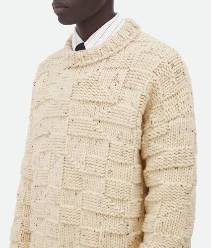 厚intreccio编织几何图形羊毛毛衣