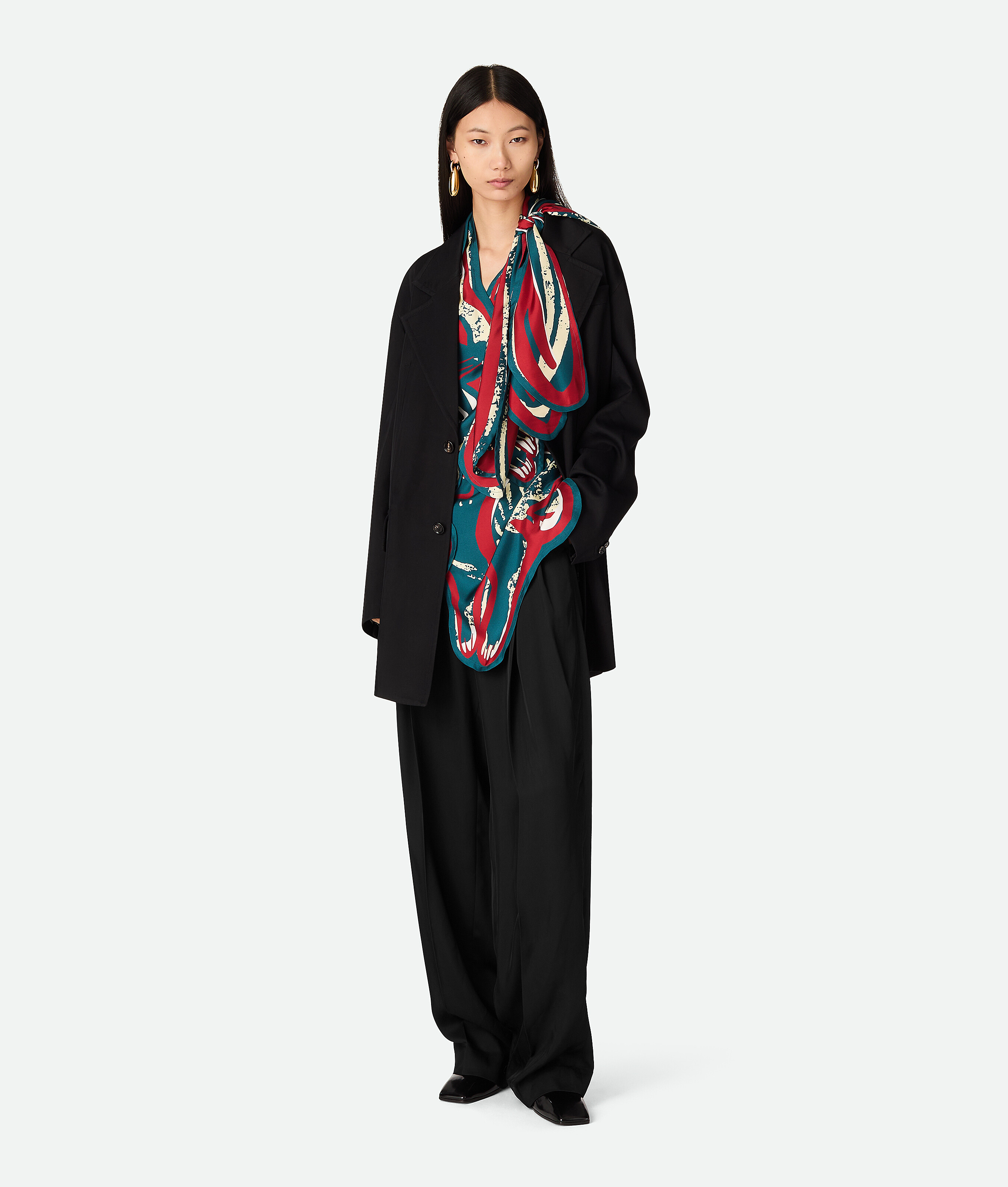 Bottega Veneta Viscose And Silk Twill Straight Trousers In Black