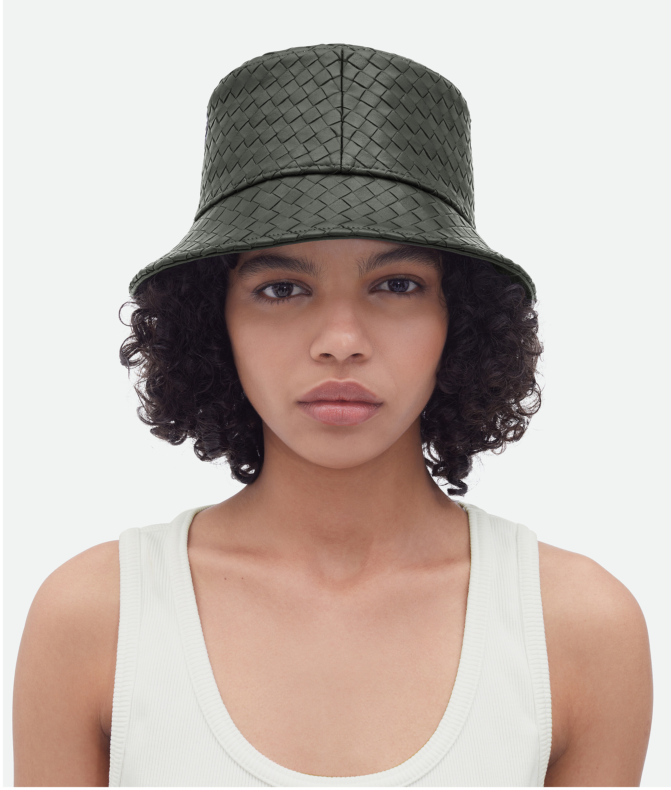 Shop Bottega Veneta Intrecciato Leather Bucket Hat In Green