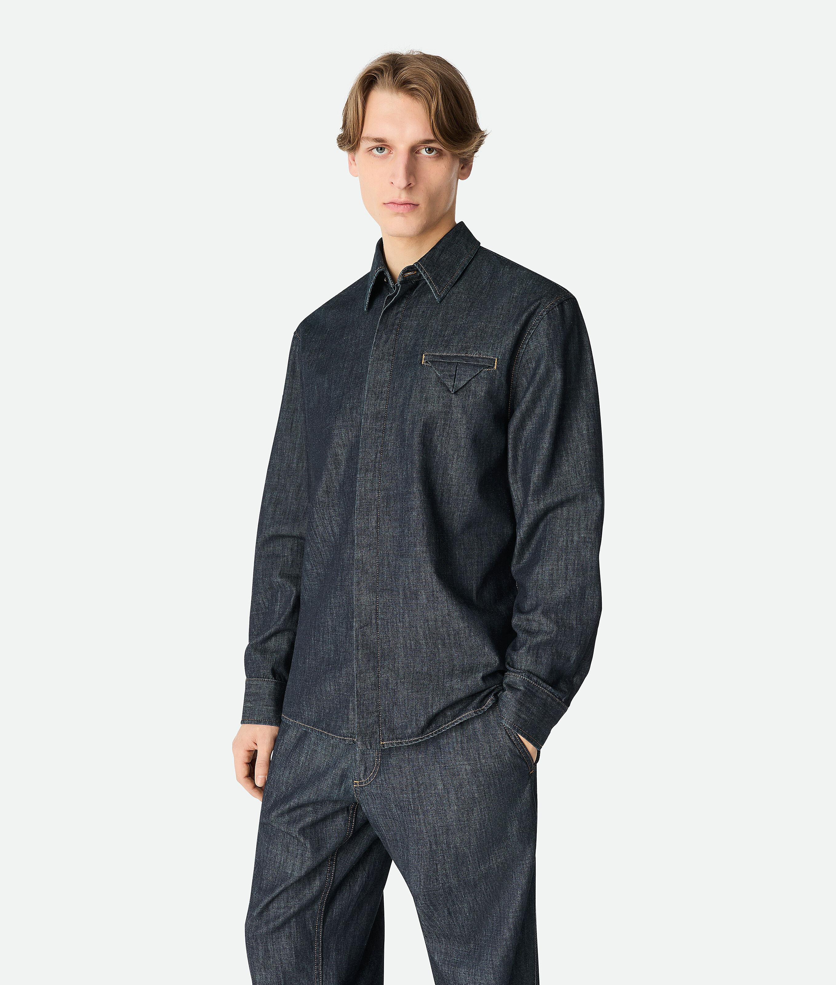 Bottega Veneta Rinsed Indigo Denim Shirt - Blue - Man - 46 - Cotton