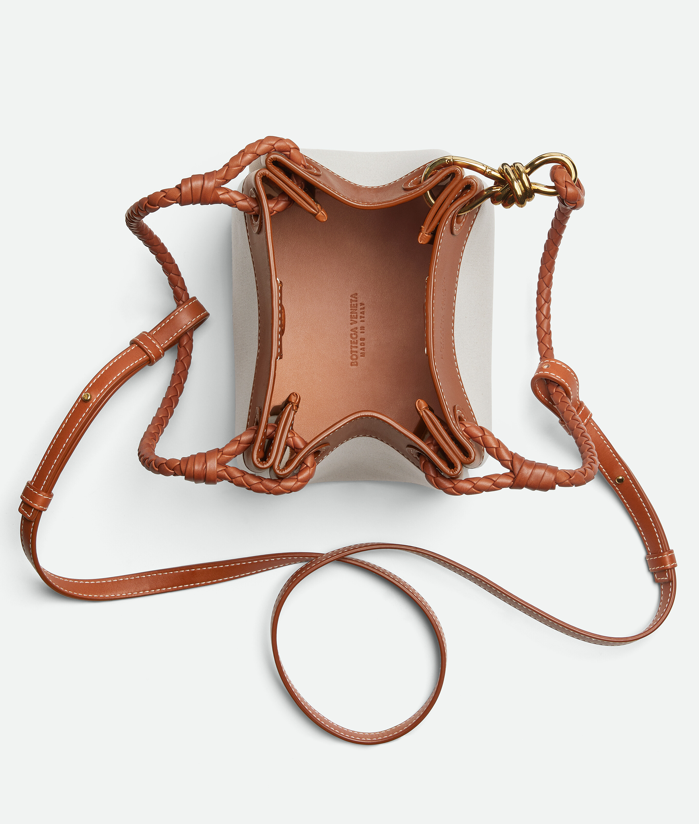 Bottega Veneta Parachute Small Canvas Shoulder Bag In Natural / Lightwood