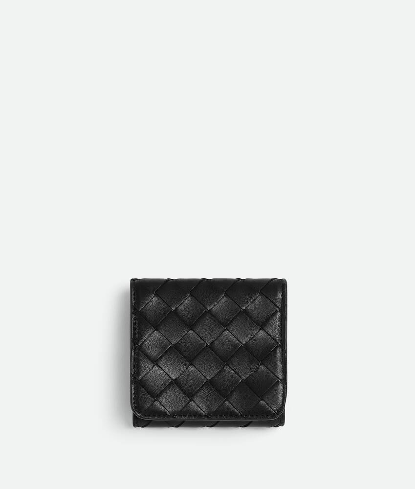 ブラックイントレチャート コンパクト 三つ折りウォレット| Bottega 