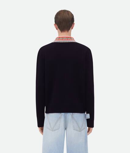 Wool Sweater With Jacquard Collar