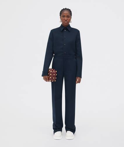 wide leg wool flannel trousers