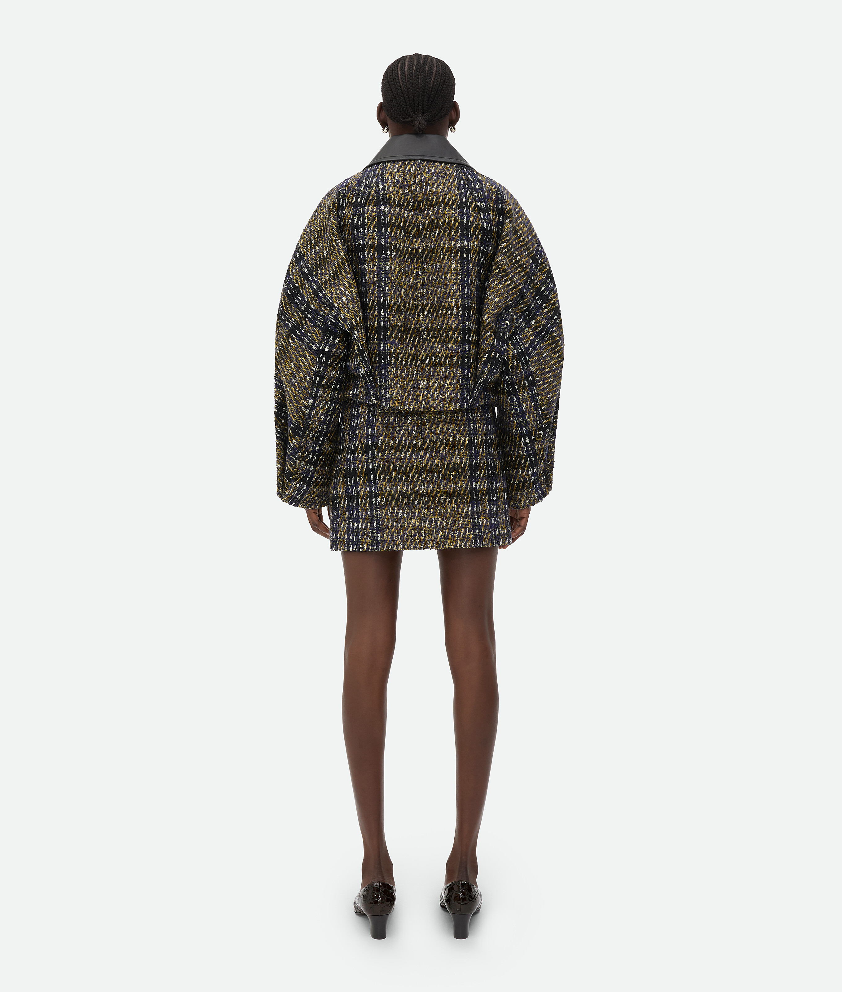 Bottega Veneta Check Pressed Wool Jacket In Eclipse/black/yellow