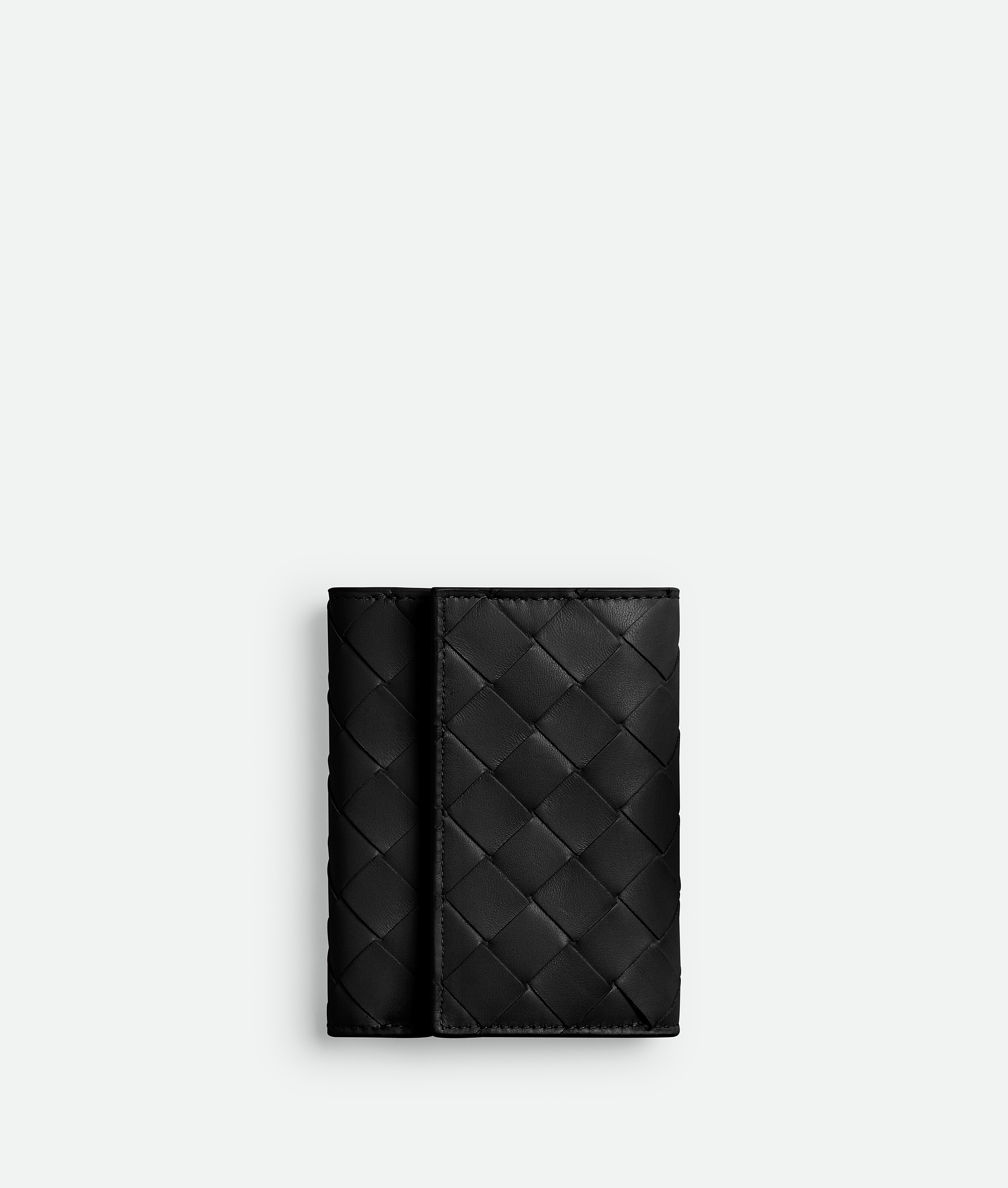 Bottega Veneta Intrecciato Tri-fold Wallet - Black - Woman