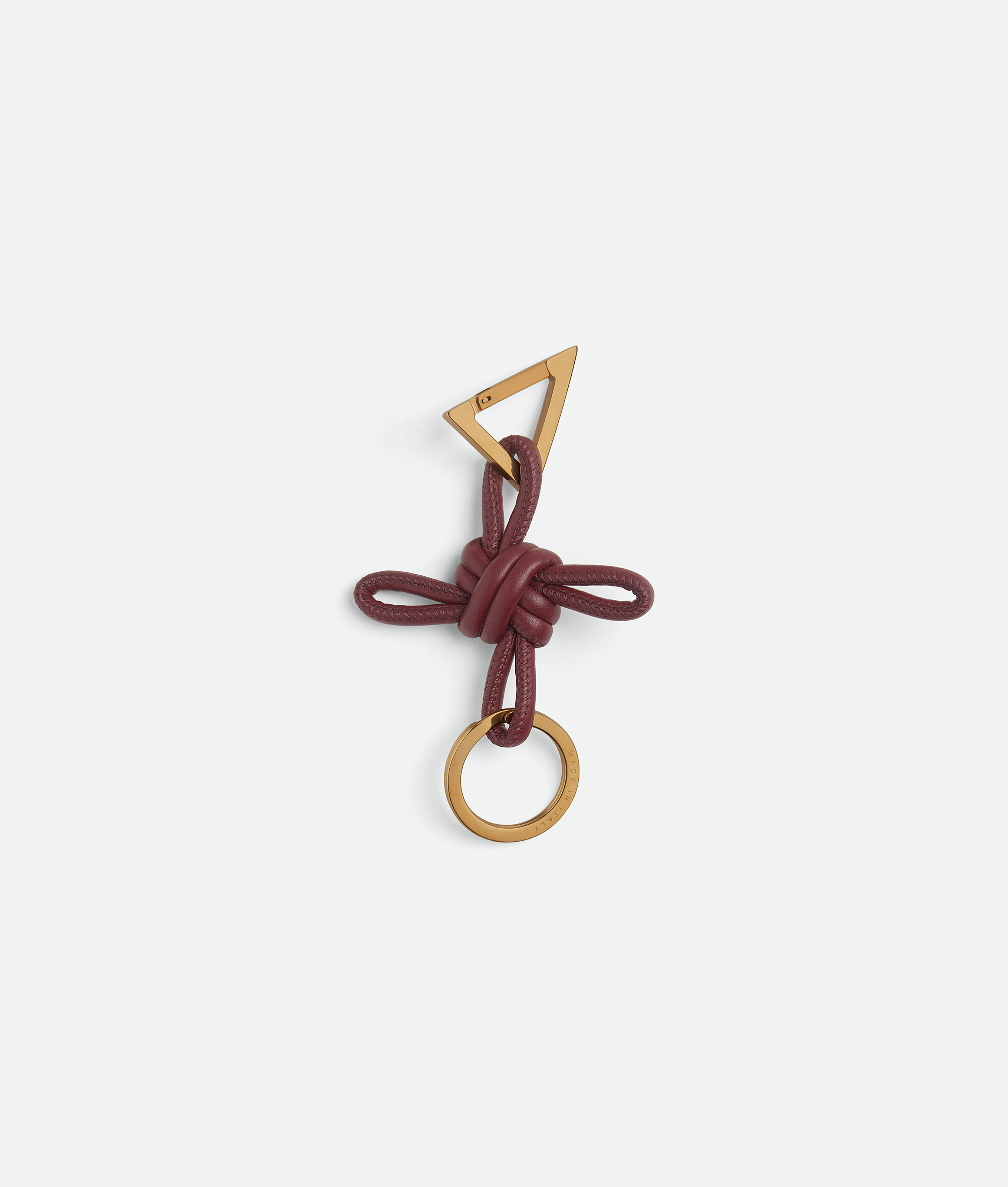 Shop Bottega Veneta Key Ring Triangle Square Double Knot Keyring In Cherry