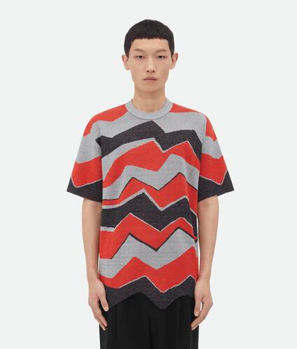 Display a large version of the product image 1 - Zig-Zag Jacquard Knitted T-Shirt