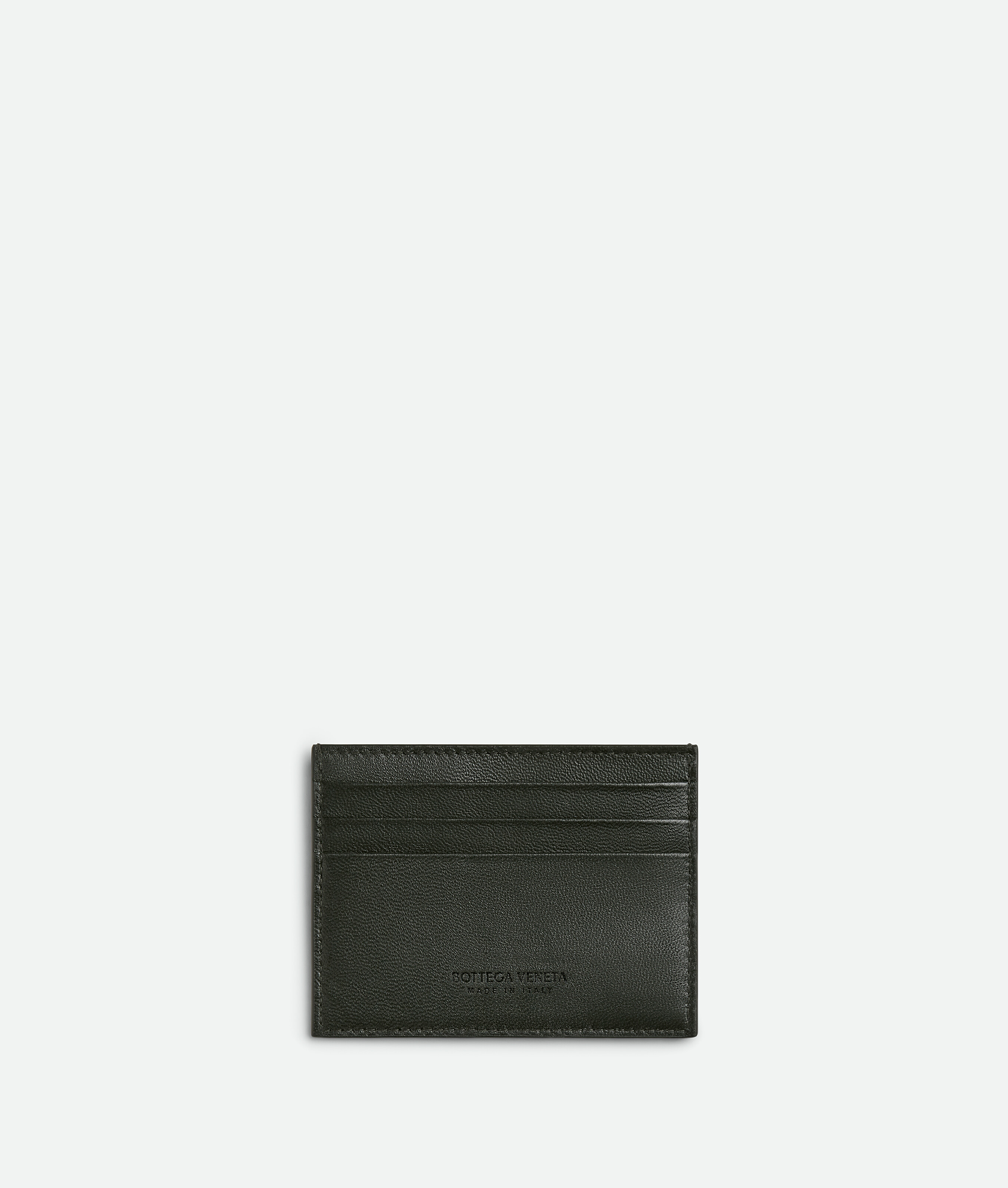 Bottega Veneta Intrecciato Diagonal Credit Card Case In Dark Green