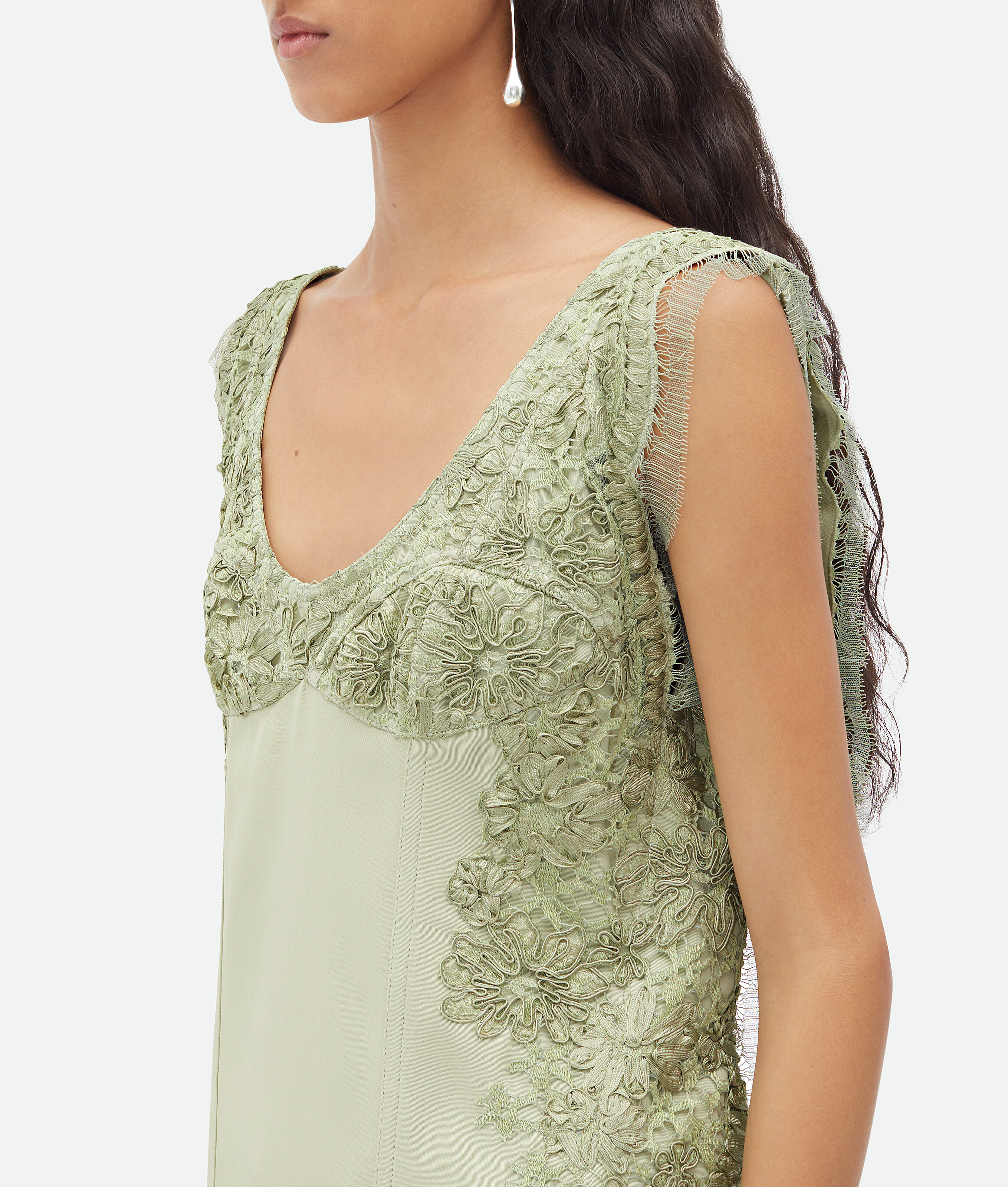 Bottega Veneta Lace Embroidered Viscose Top In Green
