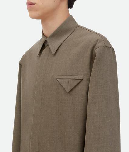 Wool Twill Shirt With Triangle Pocket 