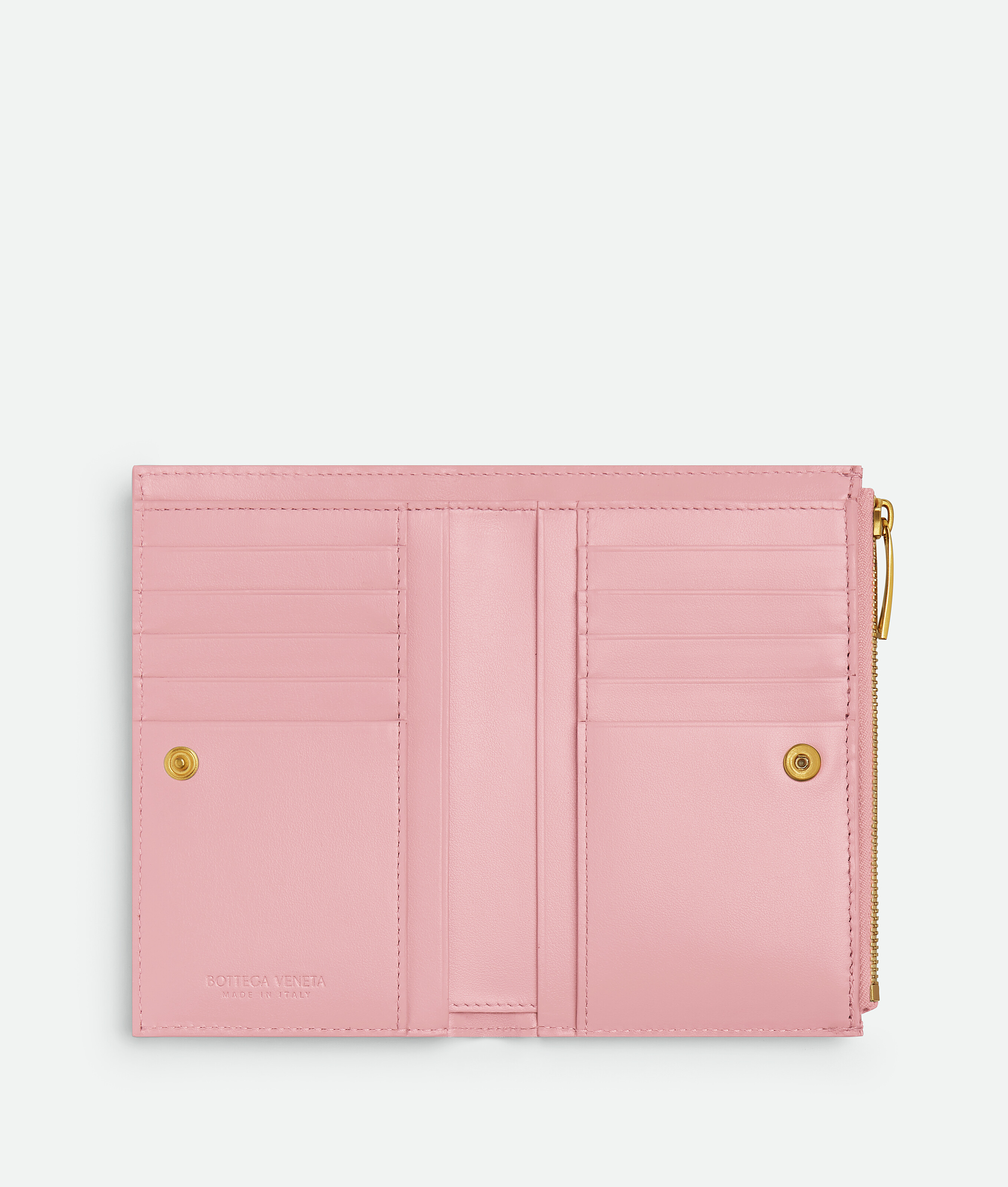 Shop Bottega Veneta Medium Intrecciato Bi-fold Zip Wallet In Pink