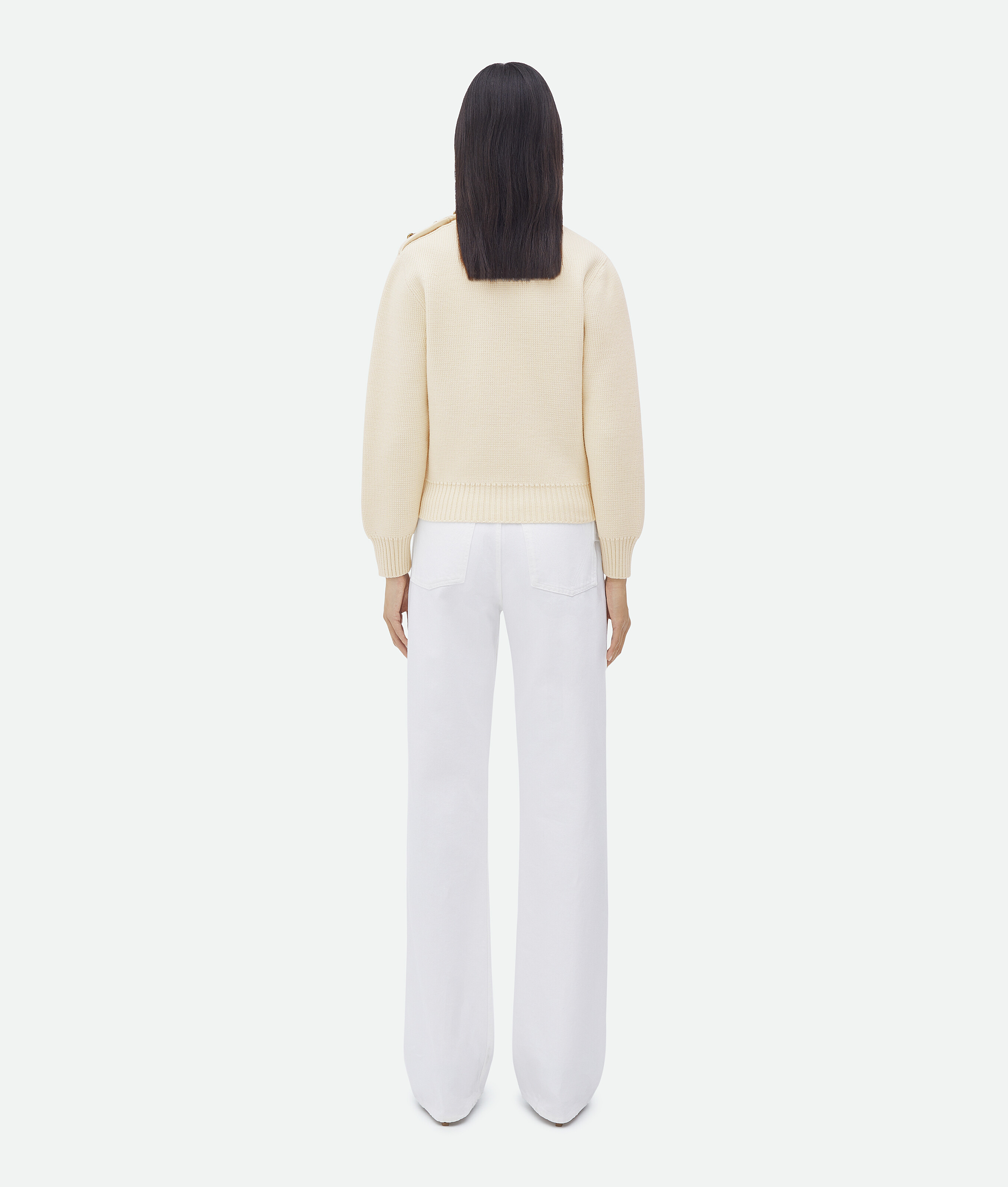 Shop Bottega Veneta Wool Jumper With Metal Knot Buttons In White